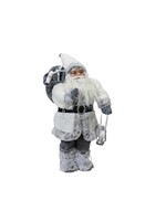 Decoris Santa Christmas White and Grey Santa 45cm
