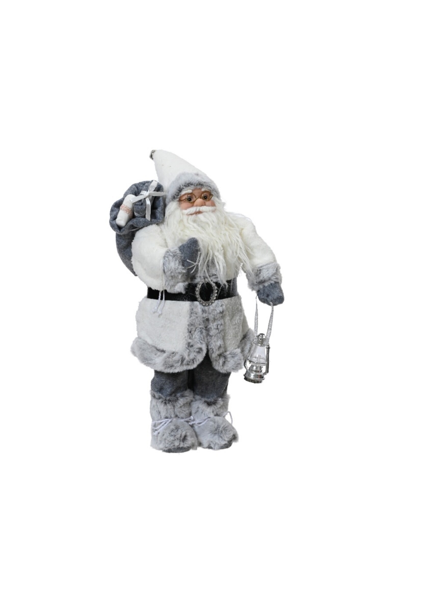Decoris Santa Christmas White and Grey Santa 45cm