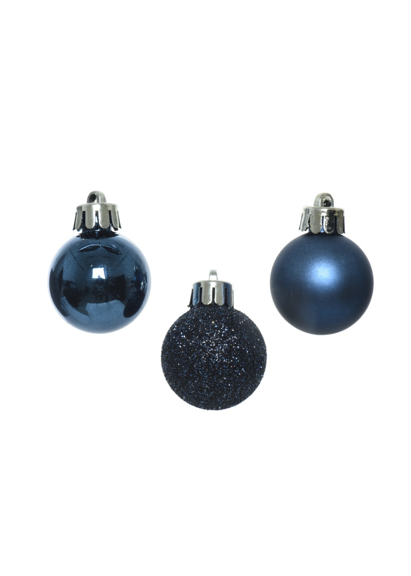 Decoris Night Blue Mini Shatterproof Baubles Shiny, Glitter, Matt 14 Pack