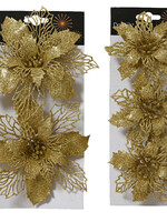 Decoris Gold Poinsettia Clip on - Two styles price is for one set