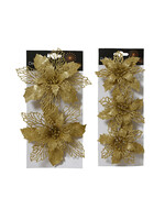 Decoris Gold Poinsettia Clip on - Two styles price is for one set