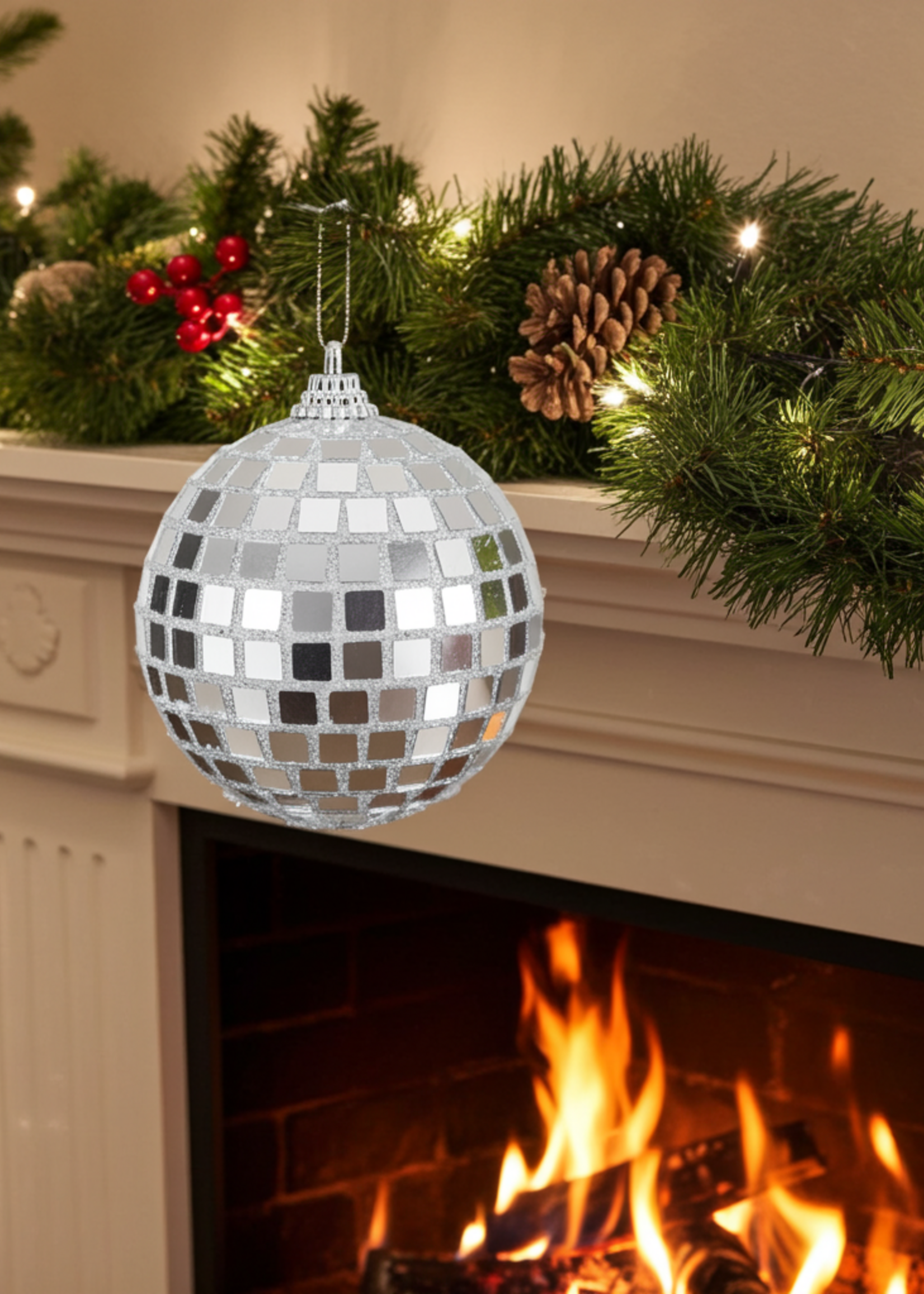 Decoris Disco Mirror Ball Bauble 8cm foam fabric