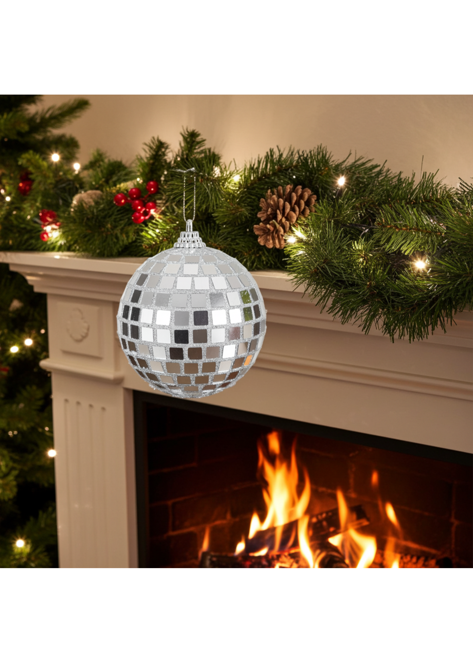 Decoris Disco Mirror Ball Bauble 8cm foam fabric