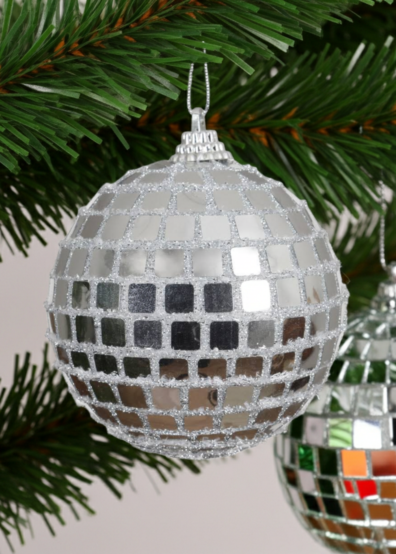 Decoris Disco Mirror Ball Bauble 8cm foam fabric