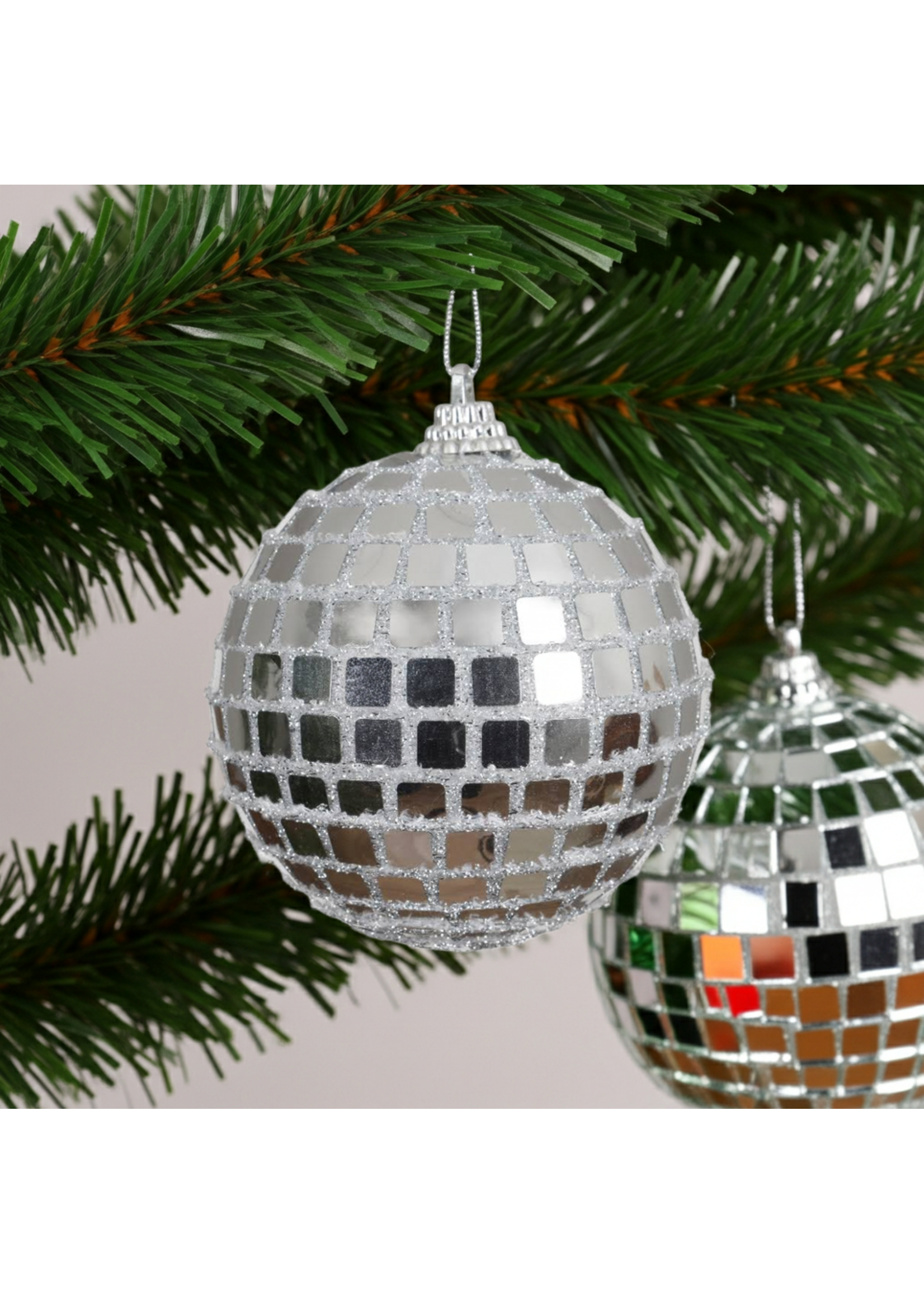 Decoris Disco Mirror Ball Bauble 8cm foam fabric