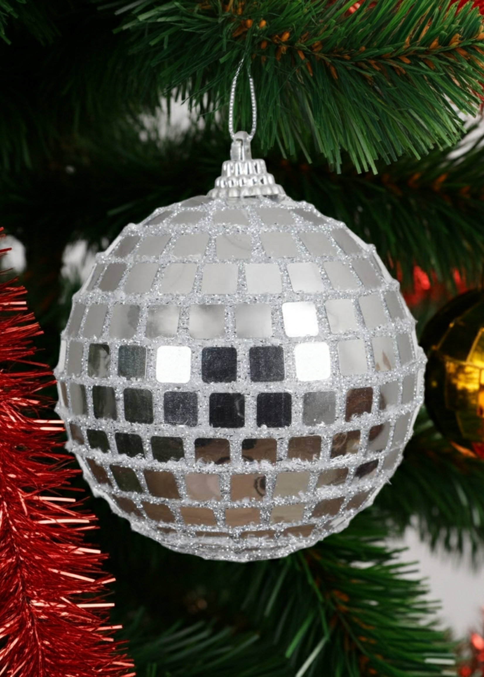 Decoris Disco Mirror Ball Bauble 8cm foam fabric
