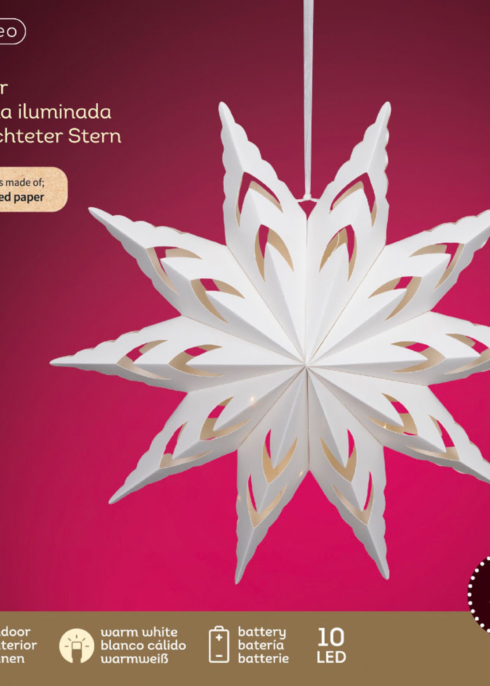 Lumineo Paper Light up Star Micro LED - Battery Indoor