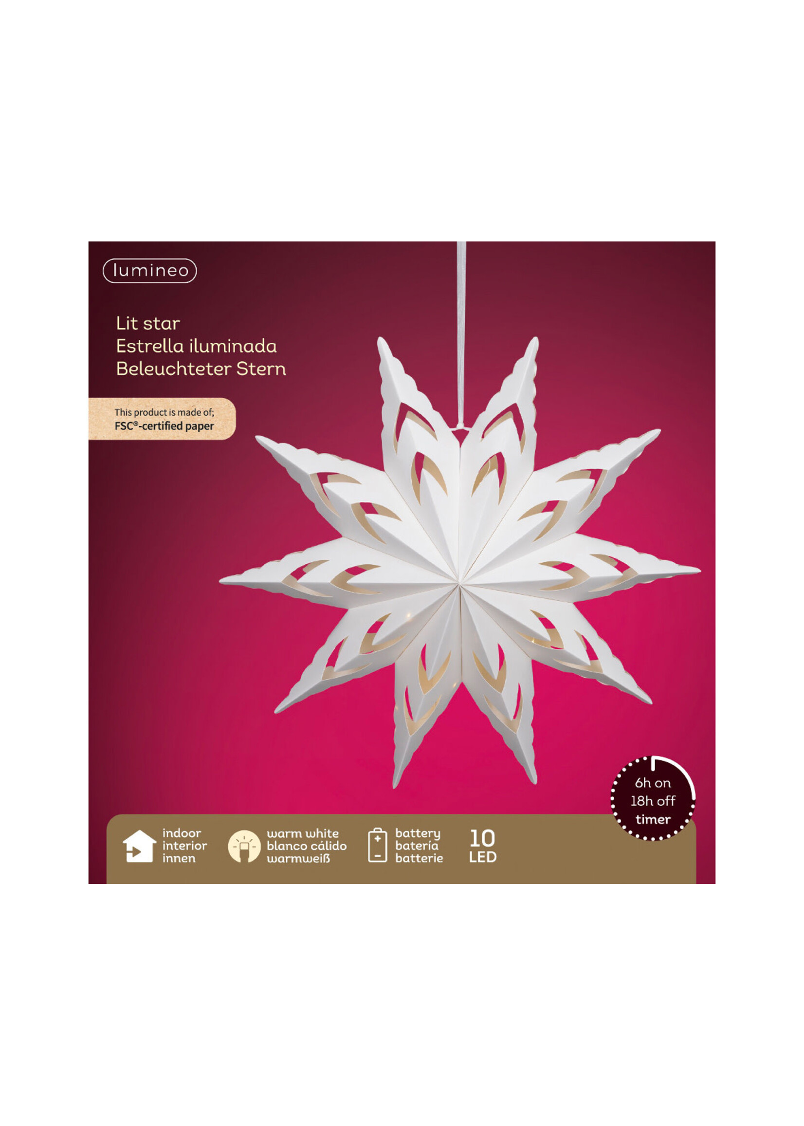 Lumineo Paper Light up Star Micro LED - Battery Indoor