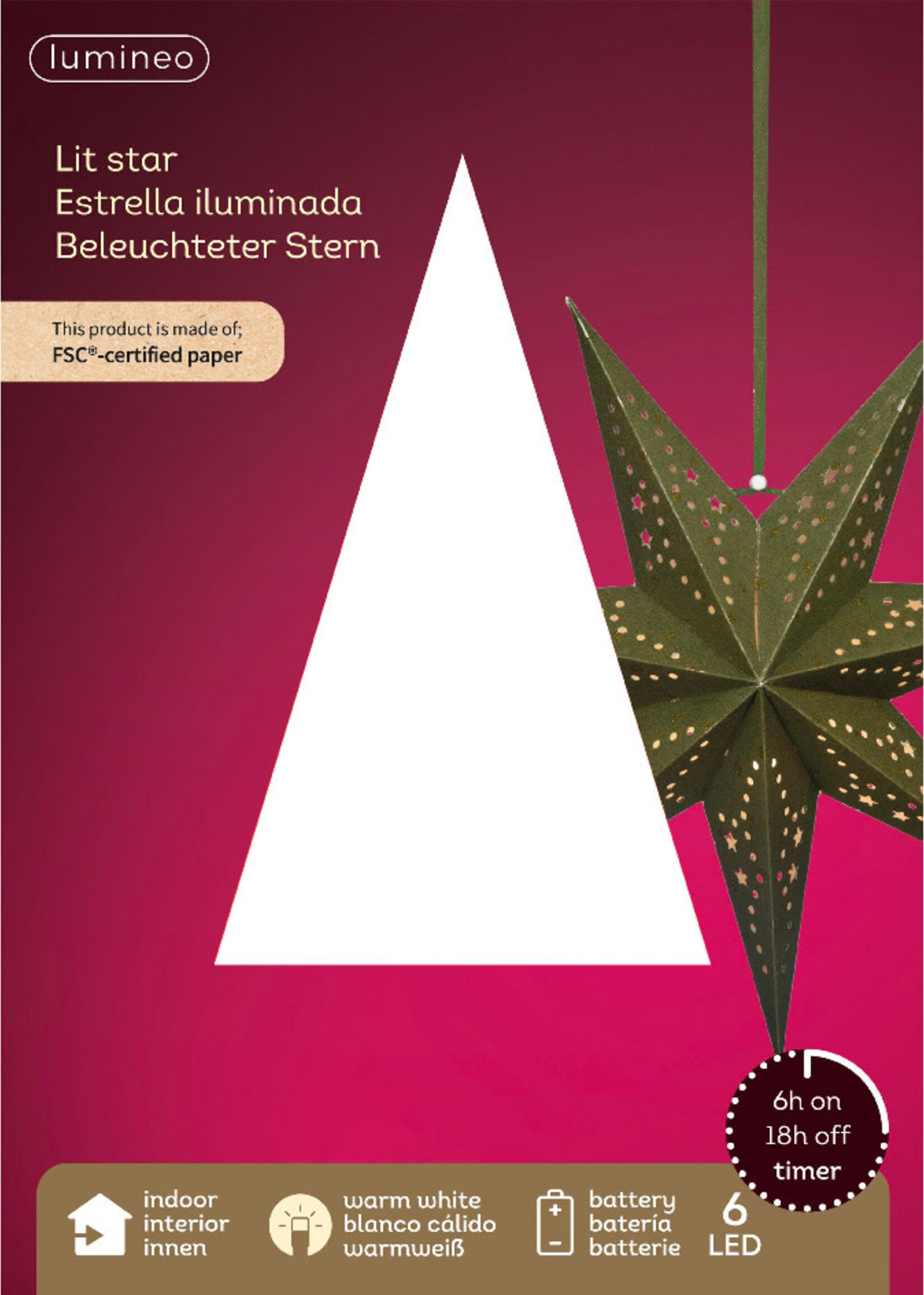 Lumineo Light up Hanging Star - Green