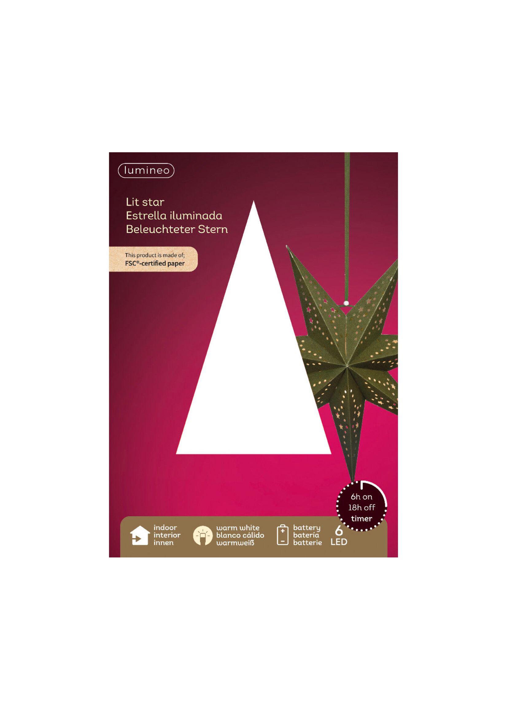 Lumineo Light up Hanging Star - Green