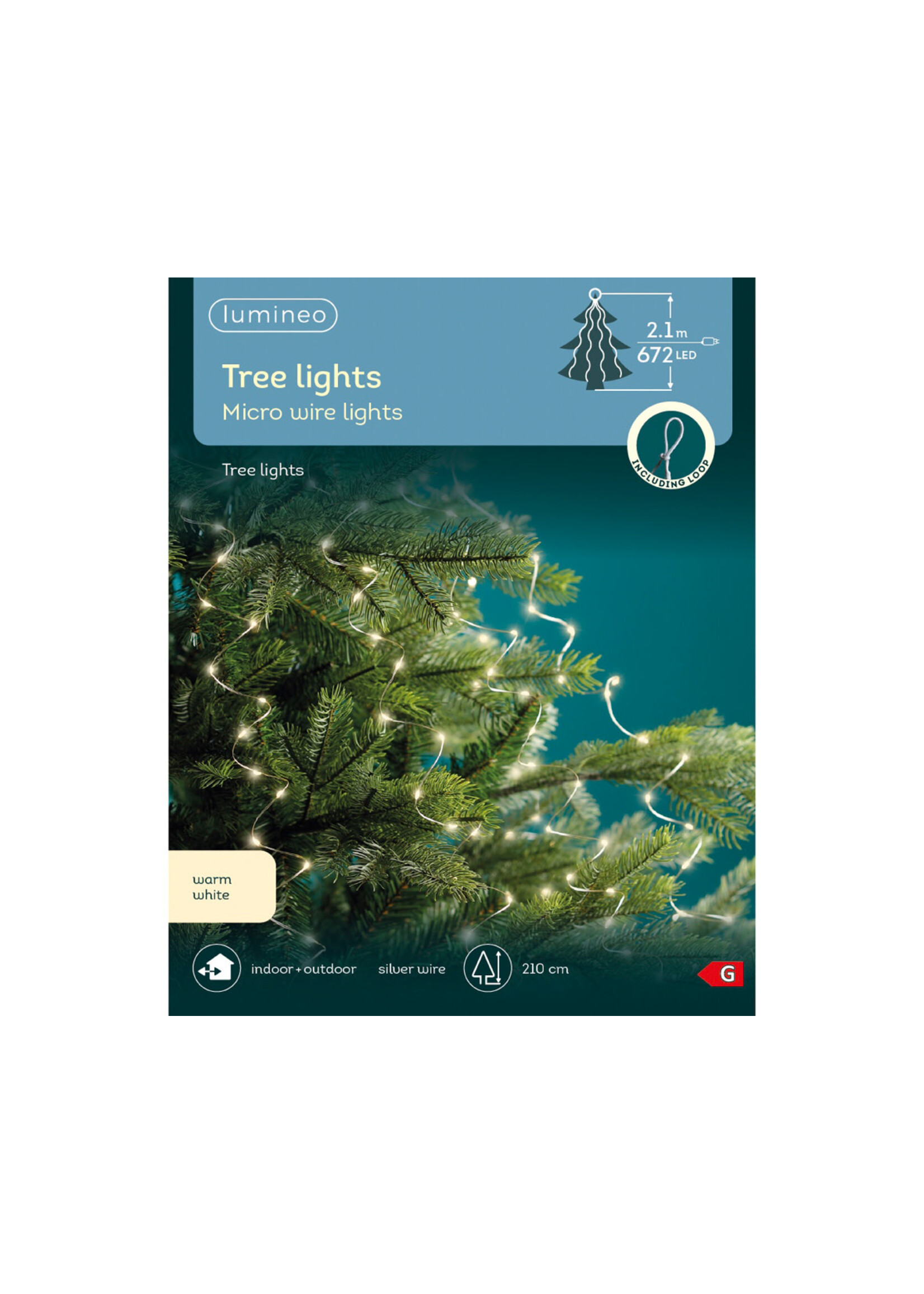 Lumineo Pin Tree Light 672 LED Warm White 210cm