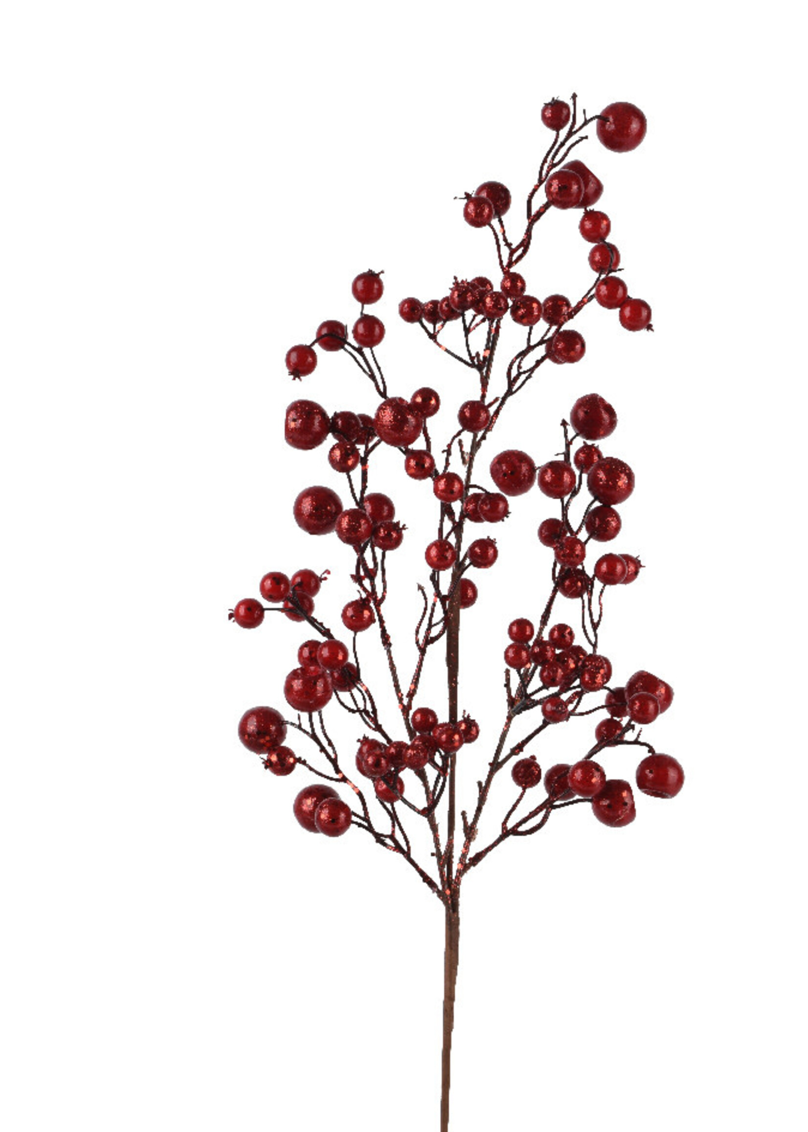 Decoris Red Glitter Berry Stem 68cm