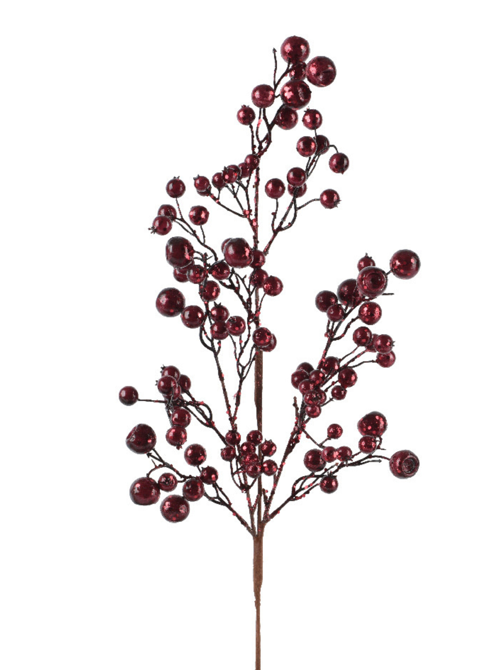 Decoris Maroon Glitter Berry Stem 68cm