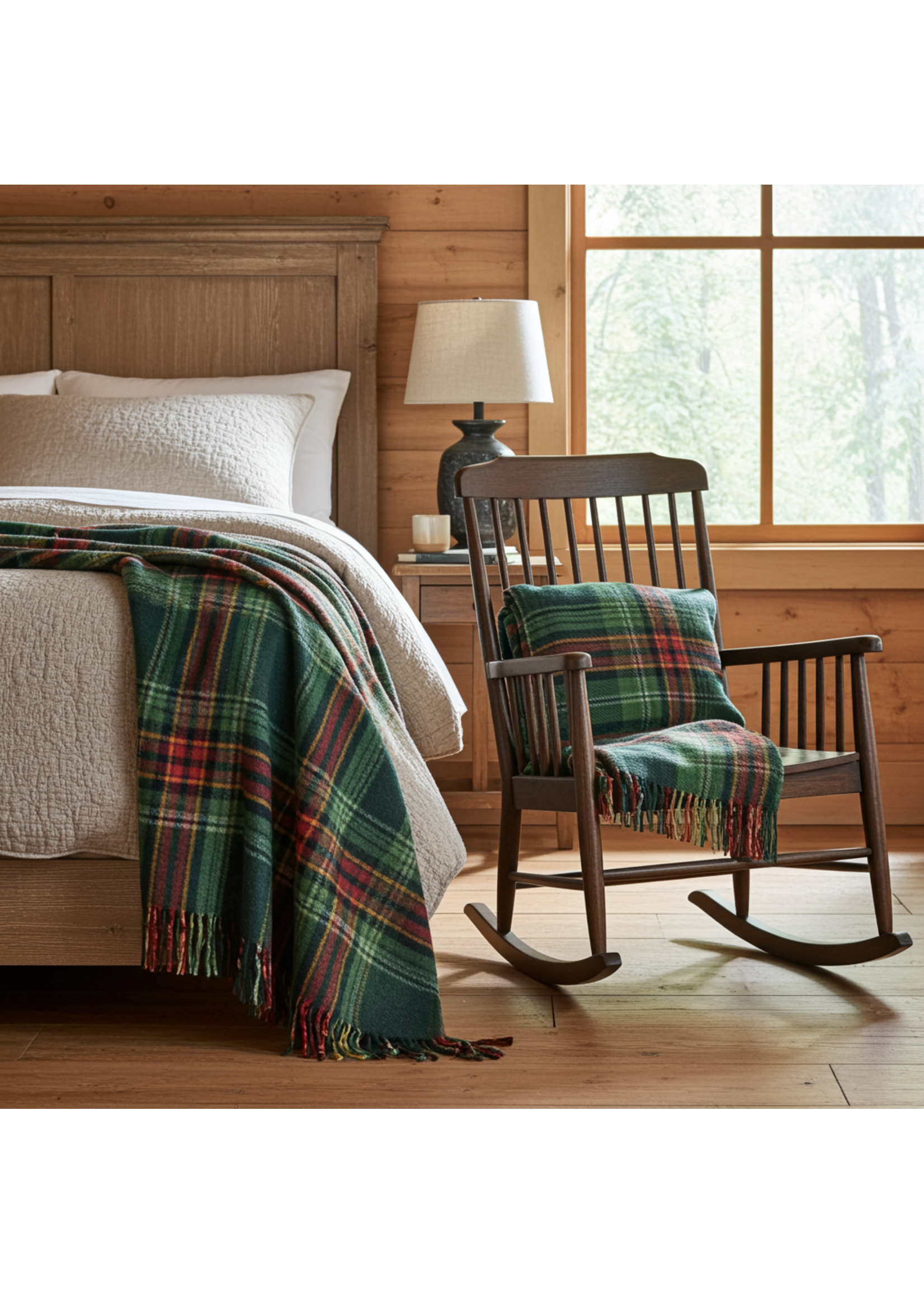 Decoris Green Checked Throw 150x200cm