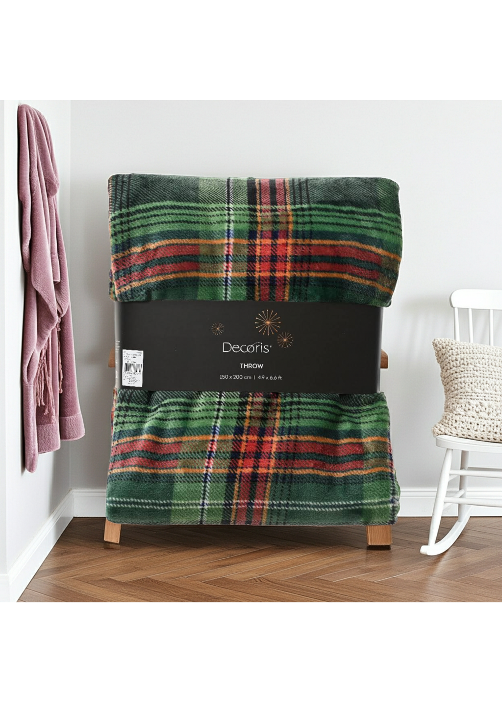 Decoris Green Checked Throw 150x200cm