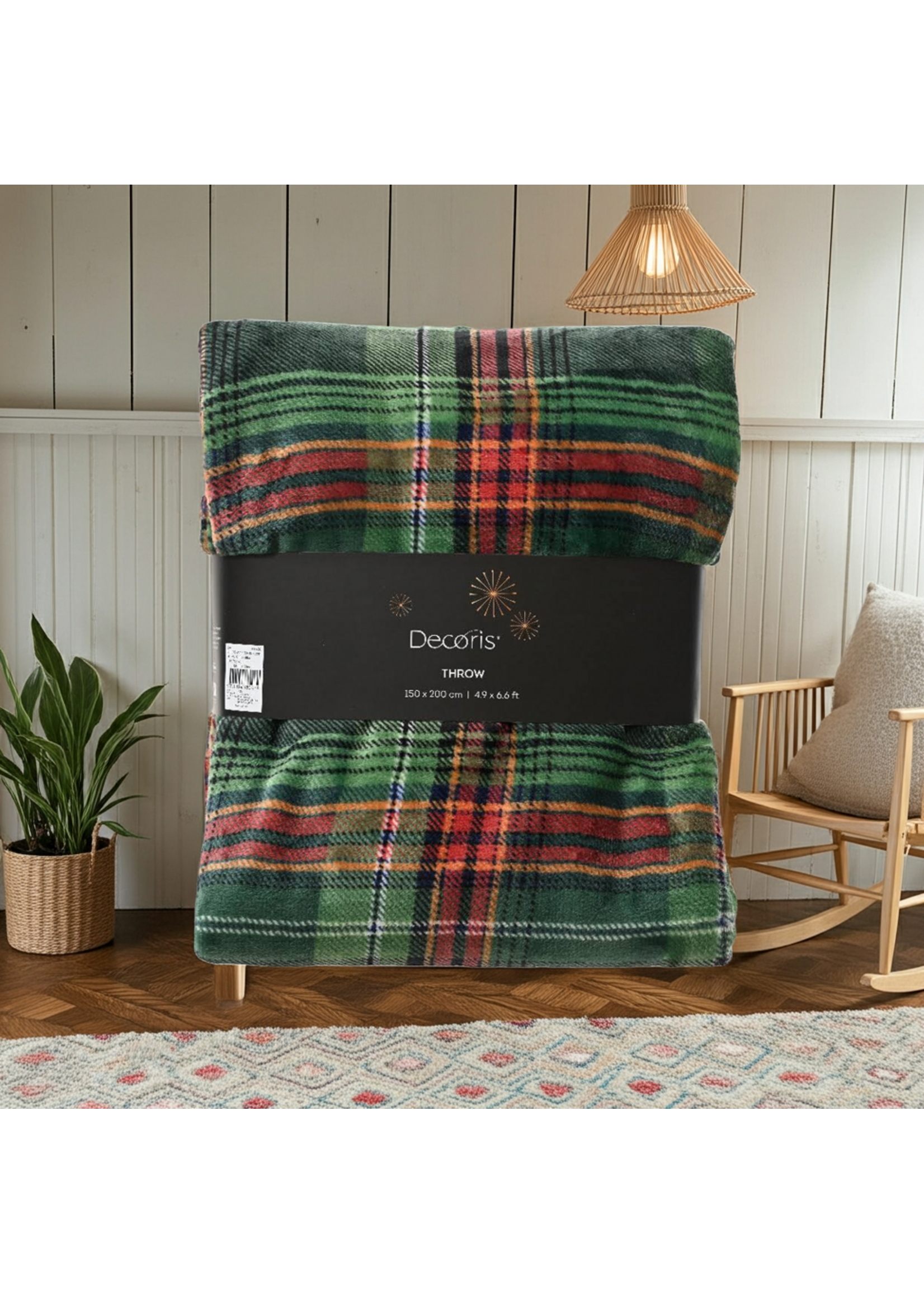 Decoris Green Checked Throw 150x200cm