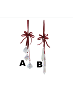 Decoris Red Velvet Bow With Hanging Crystals - Price is for one