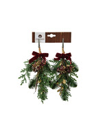 Everlands Foliage With Maroon Bow Clip 2 Pack