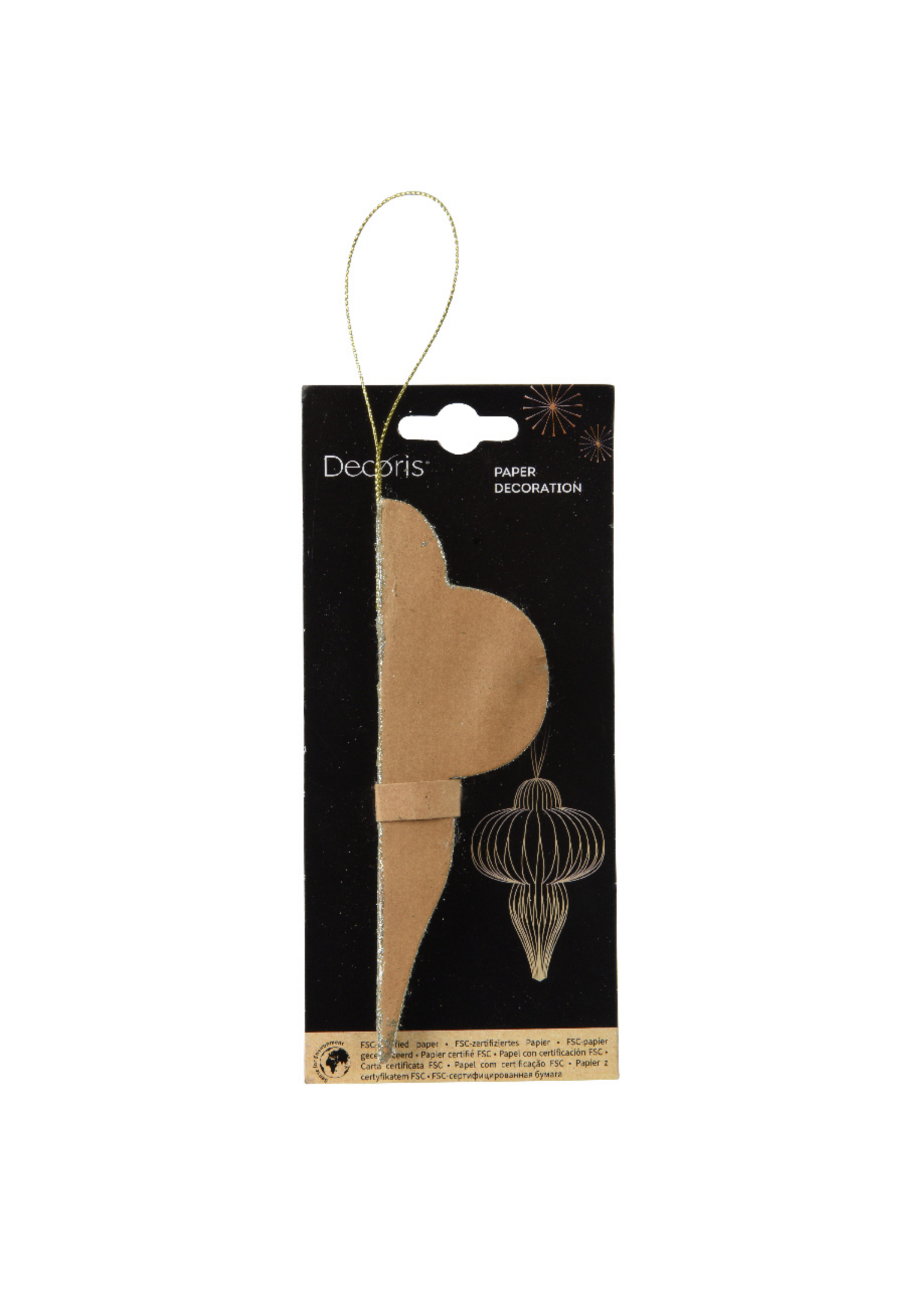 Decoris champagne Brown Paper Christmas Bauble 15cm