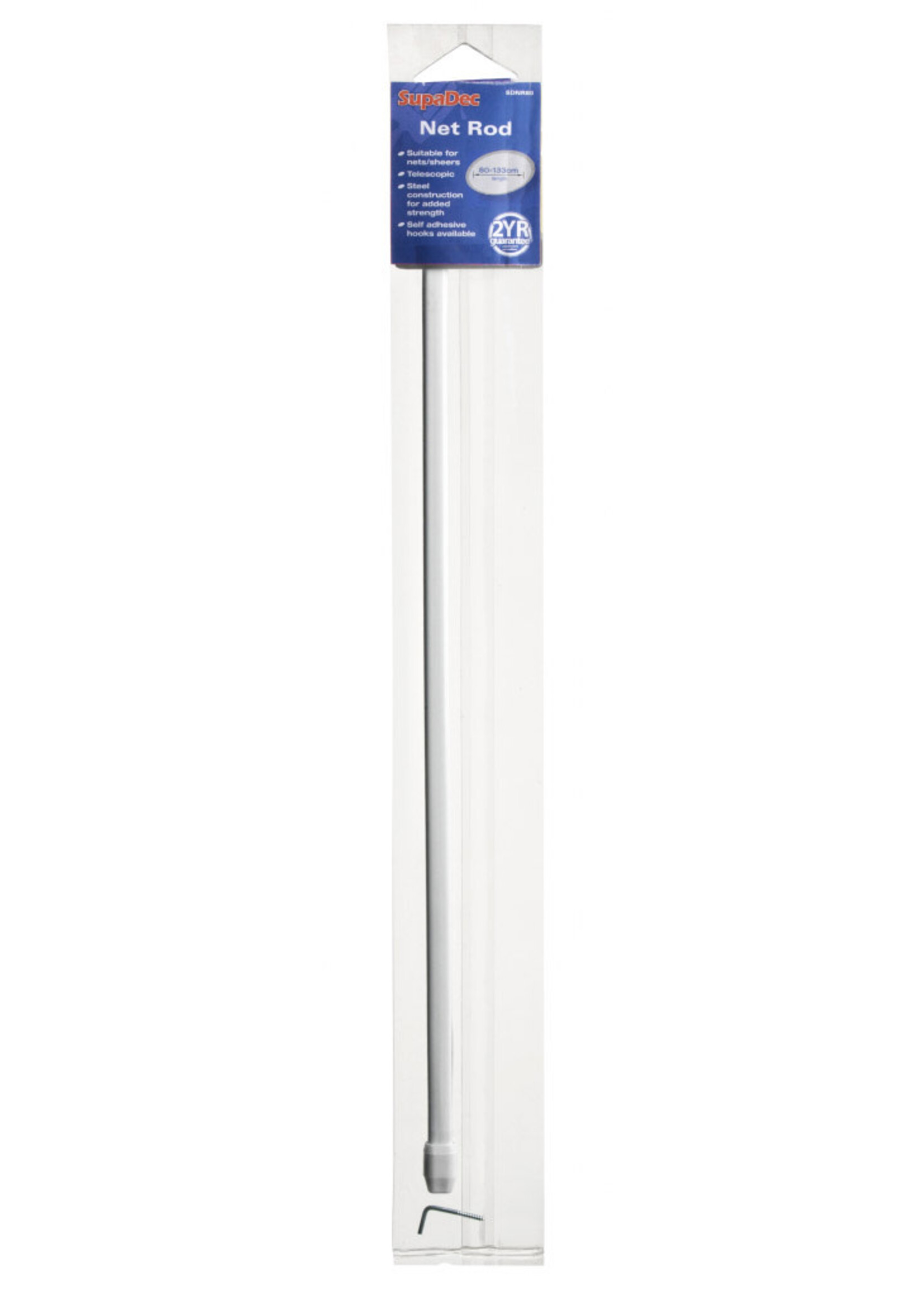 SupaDec Woodside Extendable Net Rod White  40-60cm