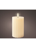 Lumineo Ribbed Battery Candle Cream LED 15cm