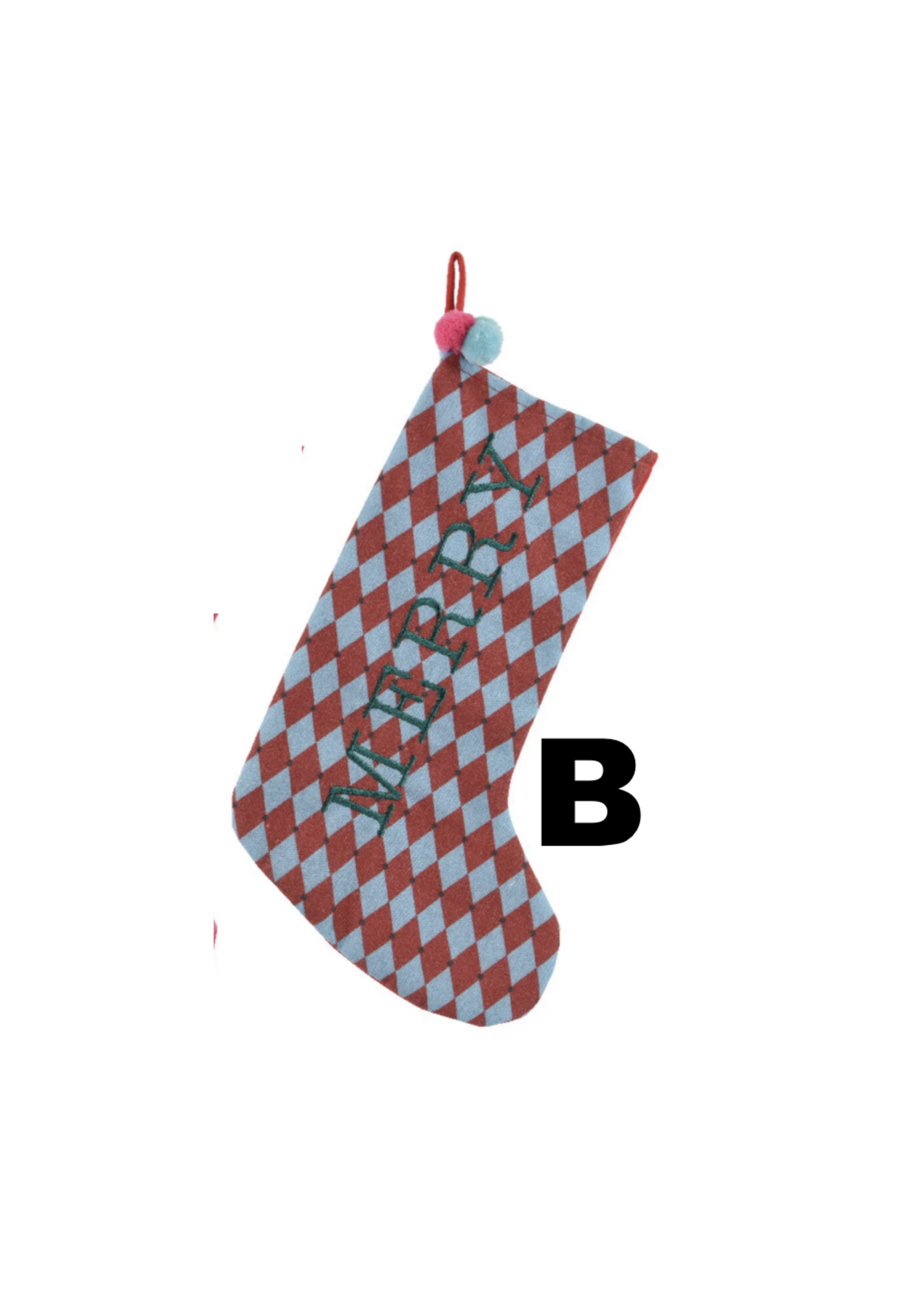 Decoris Stripe or Diamond Fun Stockings - Red, Pink, Blue Price is for one