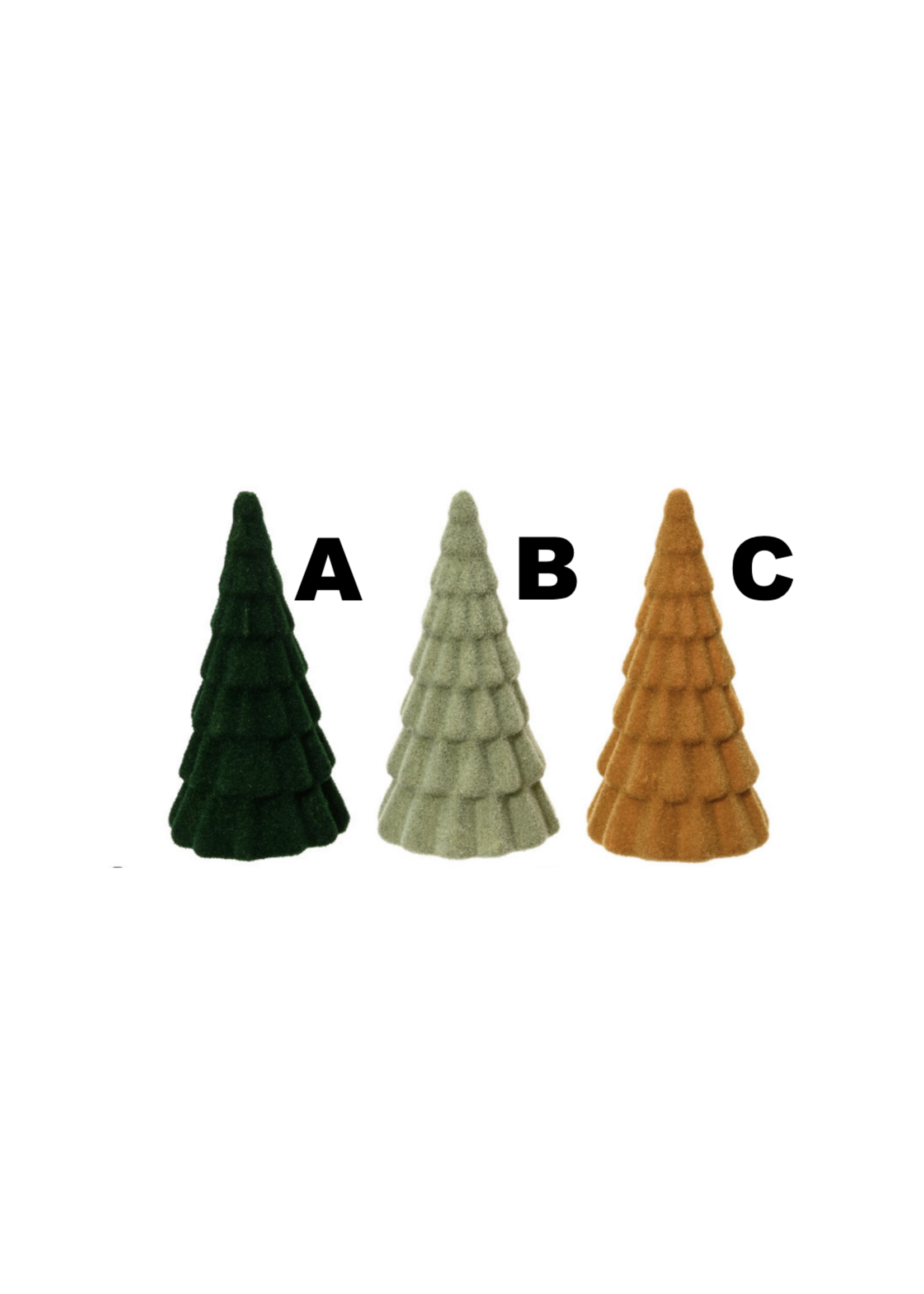 Decoris Flocked Tree Greens or Yellow 30cm - Price is for one