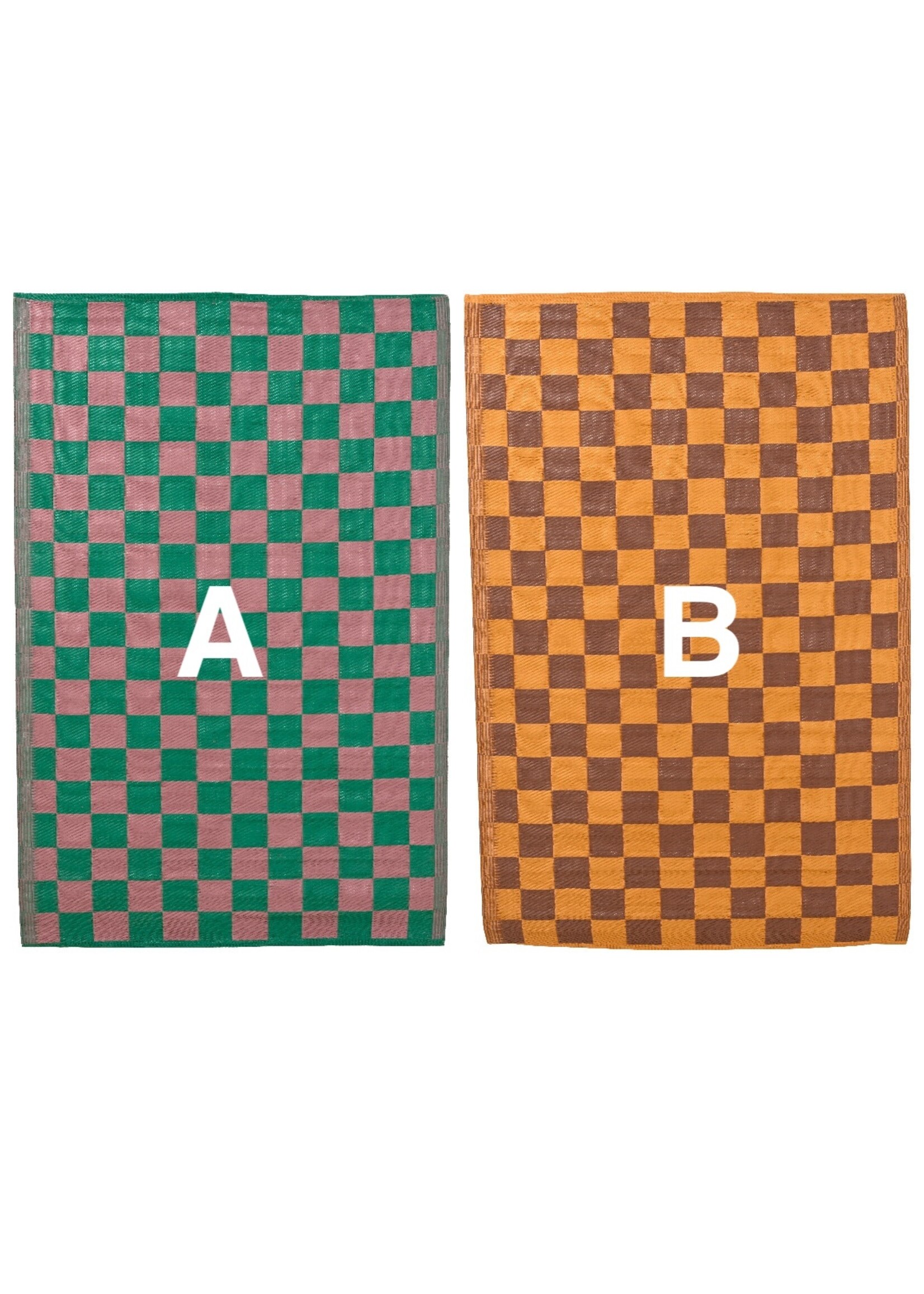 Decoris Outdoor Checkerboard Rug Pink&green or Yellow&brown - Price is for one