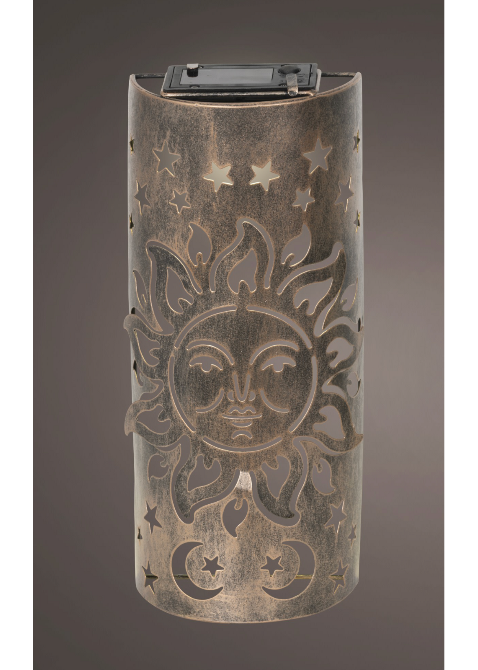 Lumineo Sun Wall Solar Light Solar Antique Gold