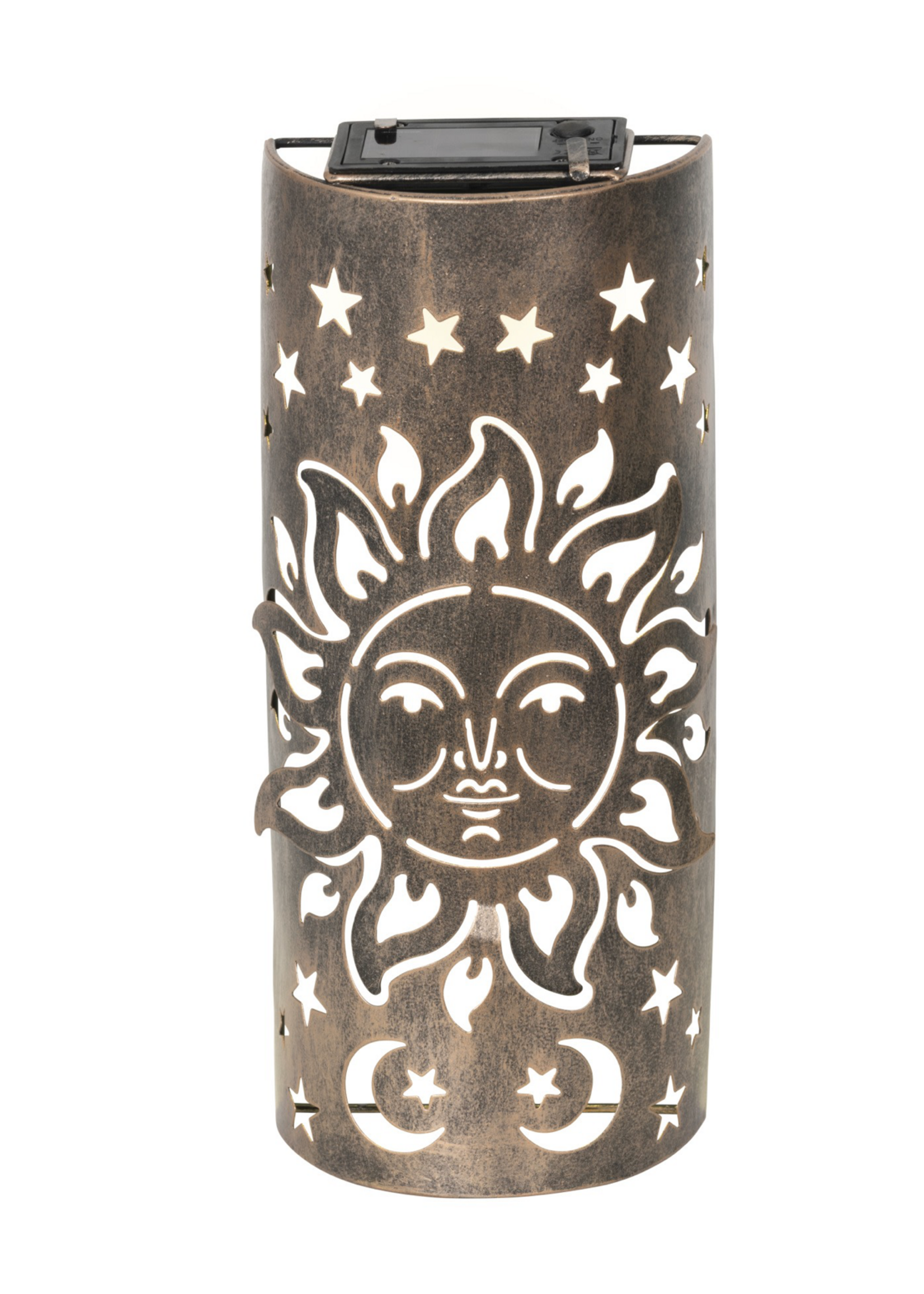 Lumineo Sun Wall Solar Light Solar Antique Gold