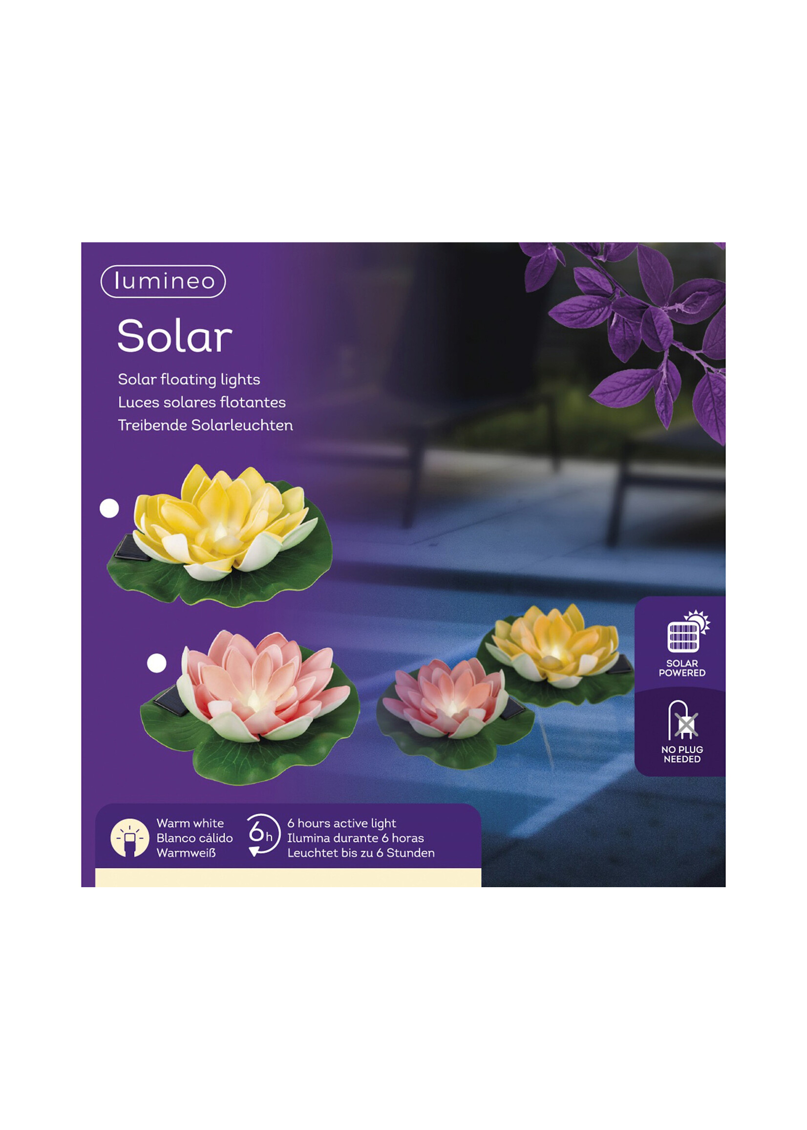 Lumineo Solar Floating Lotus Flower Pink or Yellow - Price is for one