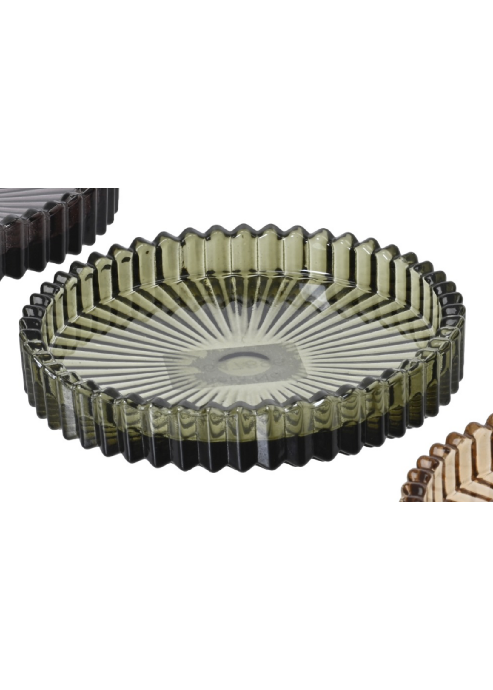 Decoris Glass Green Pillar Candleholder 10cm