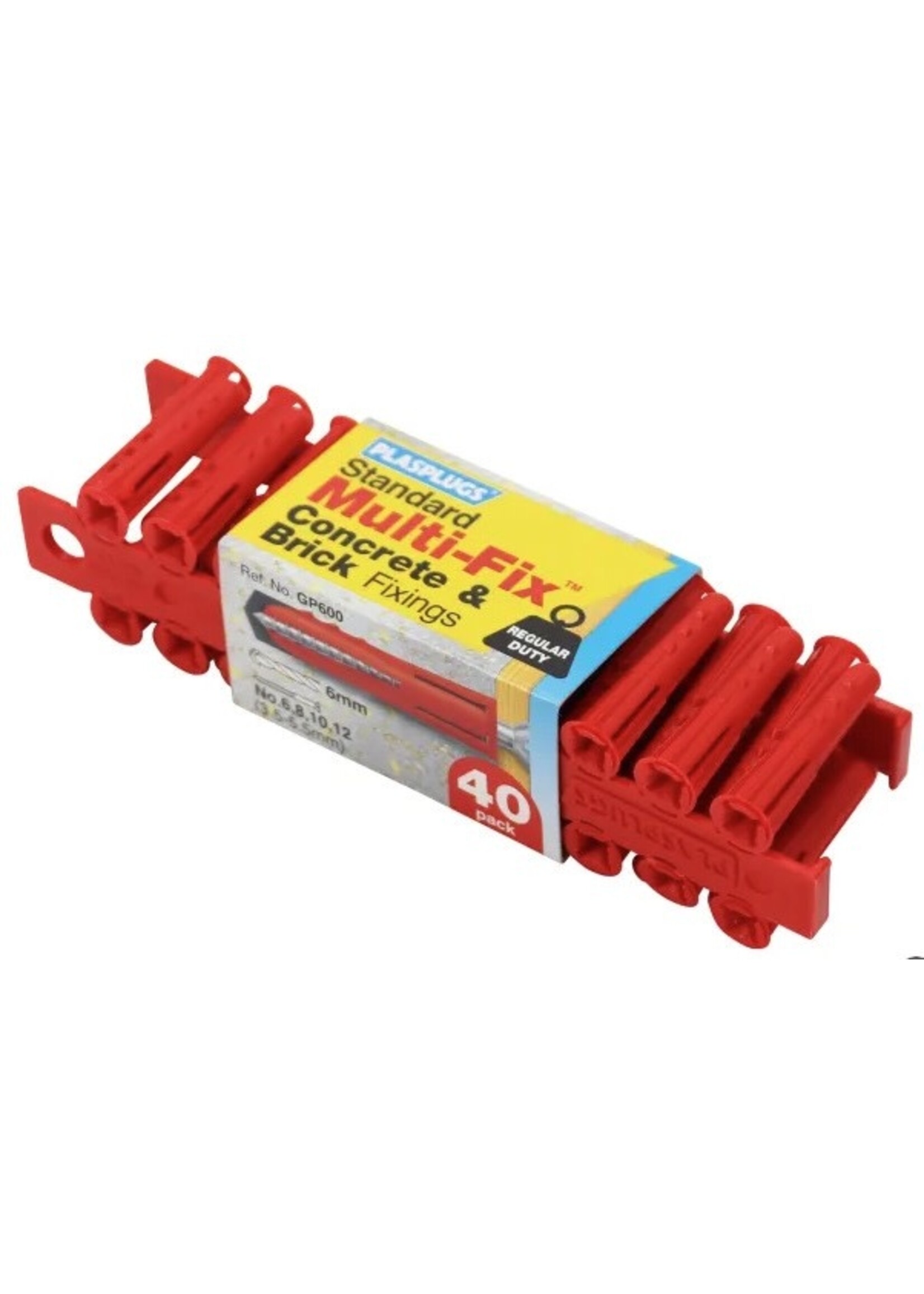 Rawlplug Plasplugs Standard Wall Plugs Red 6mm 40 Pack