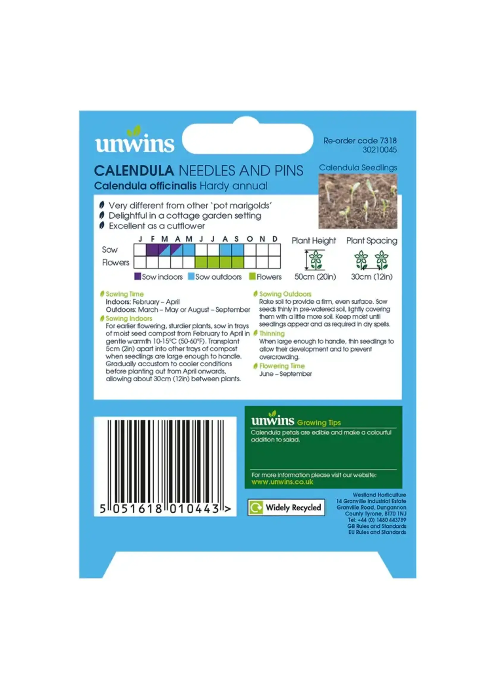 Unwins Calendula - Needles and Pins