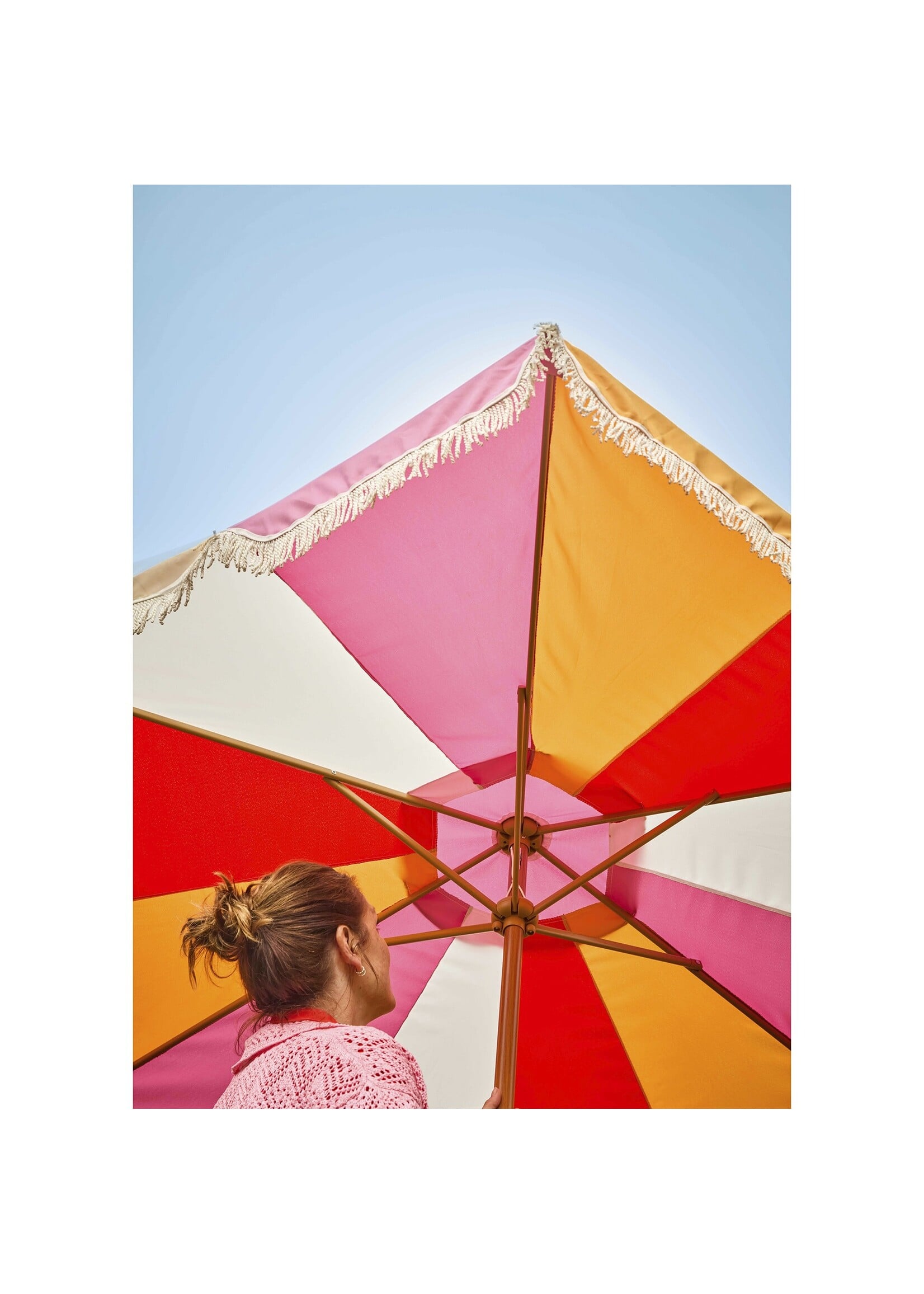 Decoris Pink, Red Yellow and Cream Stripe Parasol