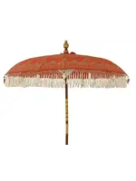 Decoris Orange Oriental Bali Bamboo Parasol Umbrella With Tassels 200x260cm