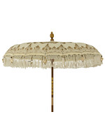 Decoris Cream Oriental Bali Bamboo Parasol Umbrella With Tassels 200x260cm