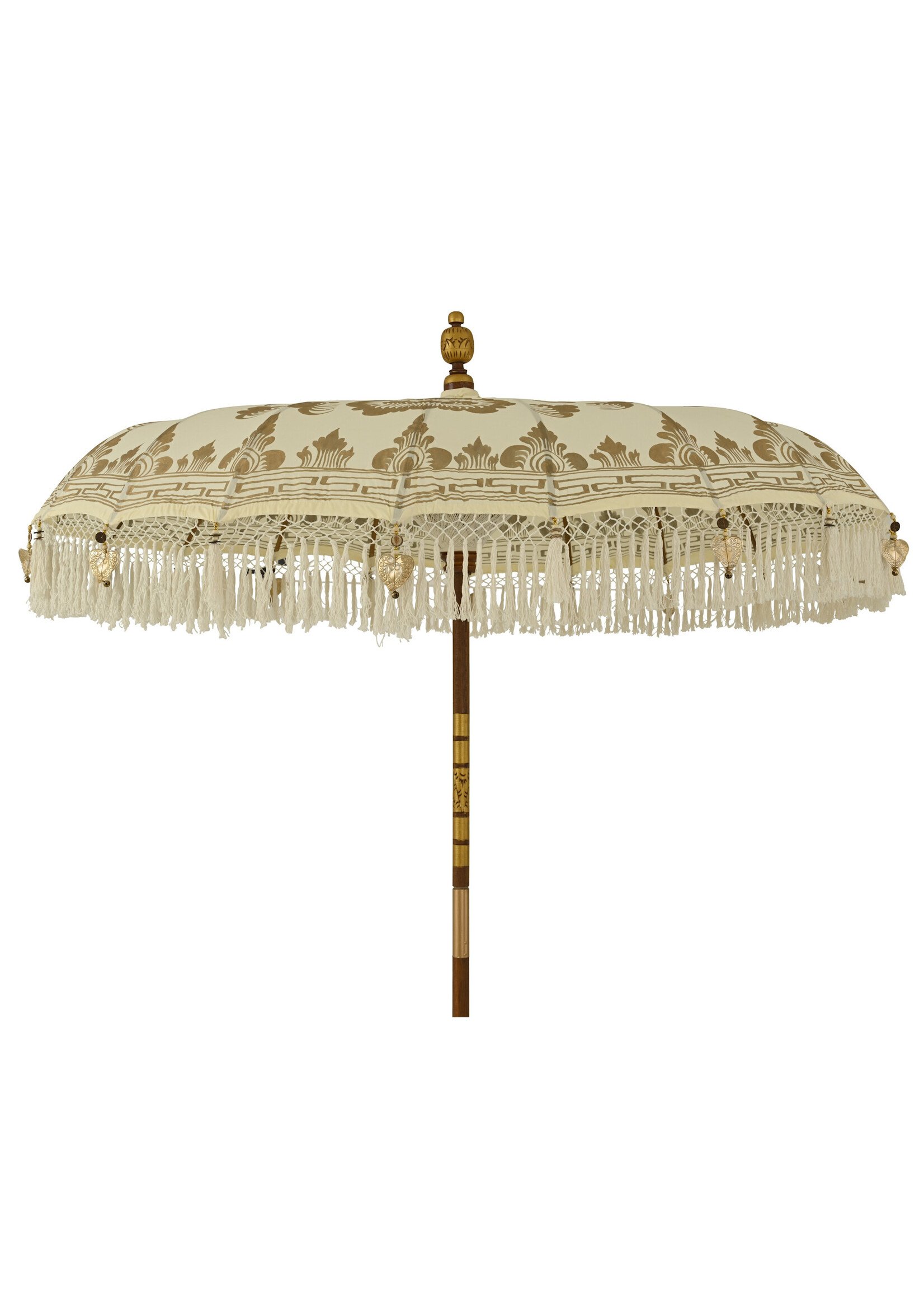 Decoris Cream Oriental Bali Bamboo Parasol Umbrella With Tassels 200x260cm