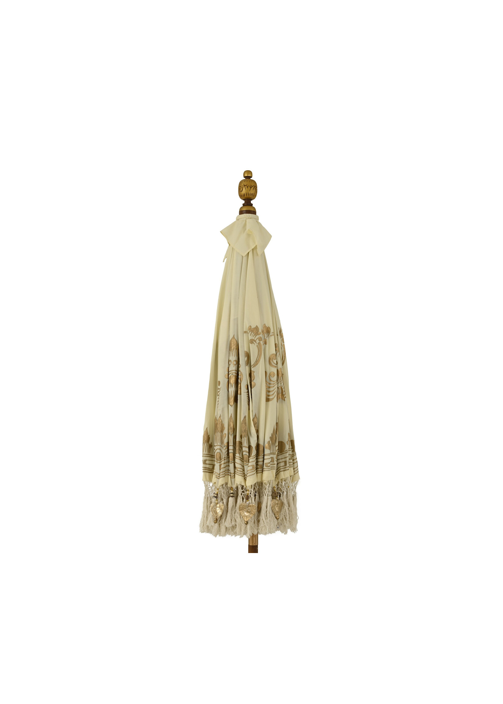 Decoris Cream Oriental Bali Bamboo Parasol Umbrella With Tassels 200x260cm