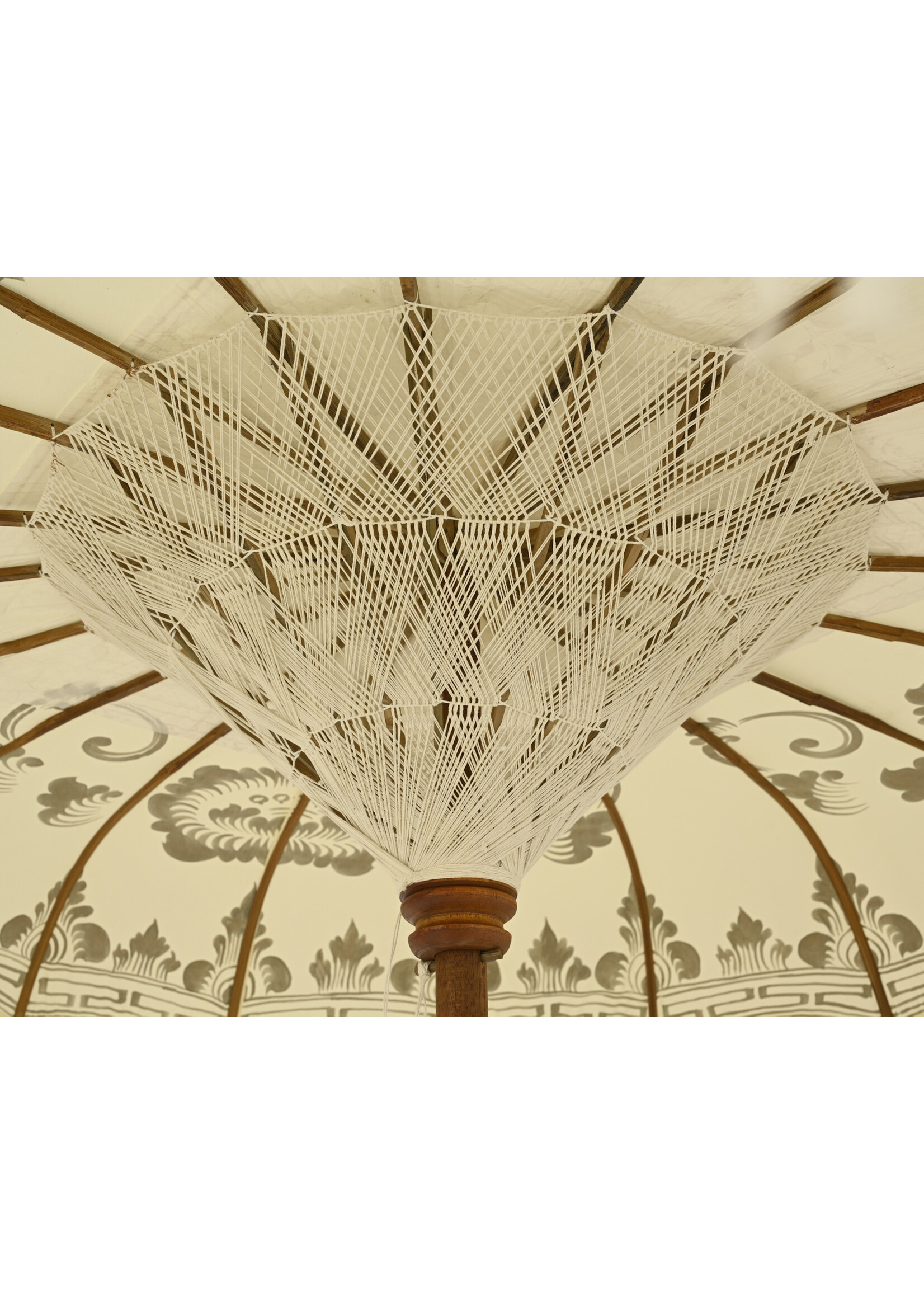 Decoris Cream Oriental Bali Bamboo Parasol Umbrella With Tassels 200x260cm
