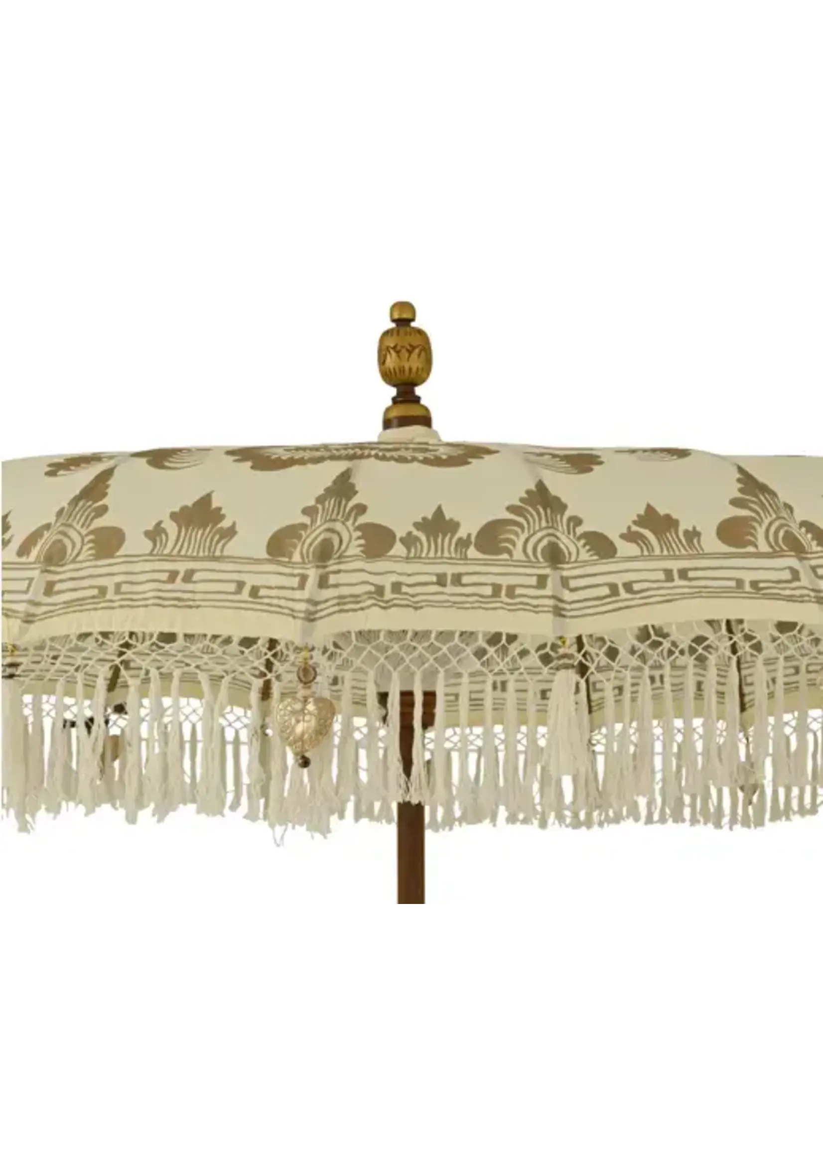 Decoris Cream Oriental Bali Bamboo Parasol Umbrella With Tassels 200x260cm