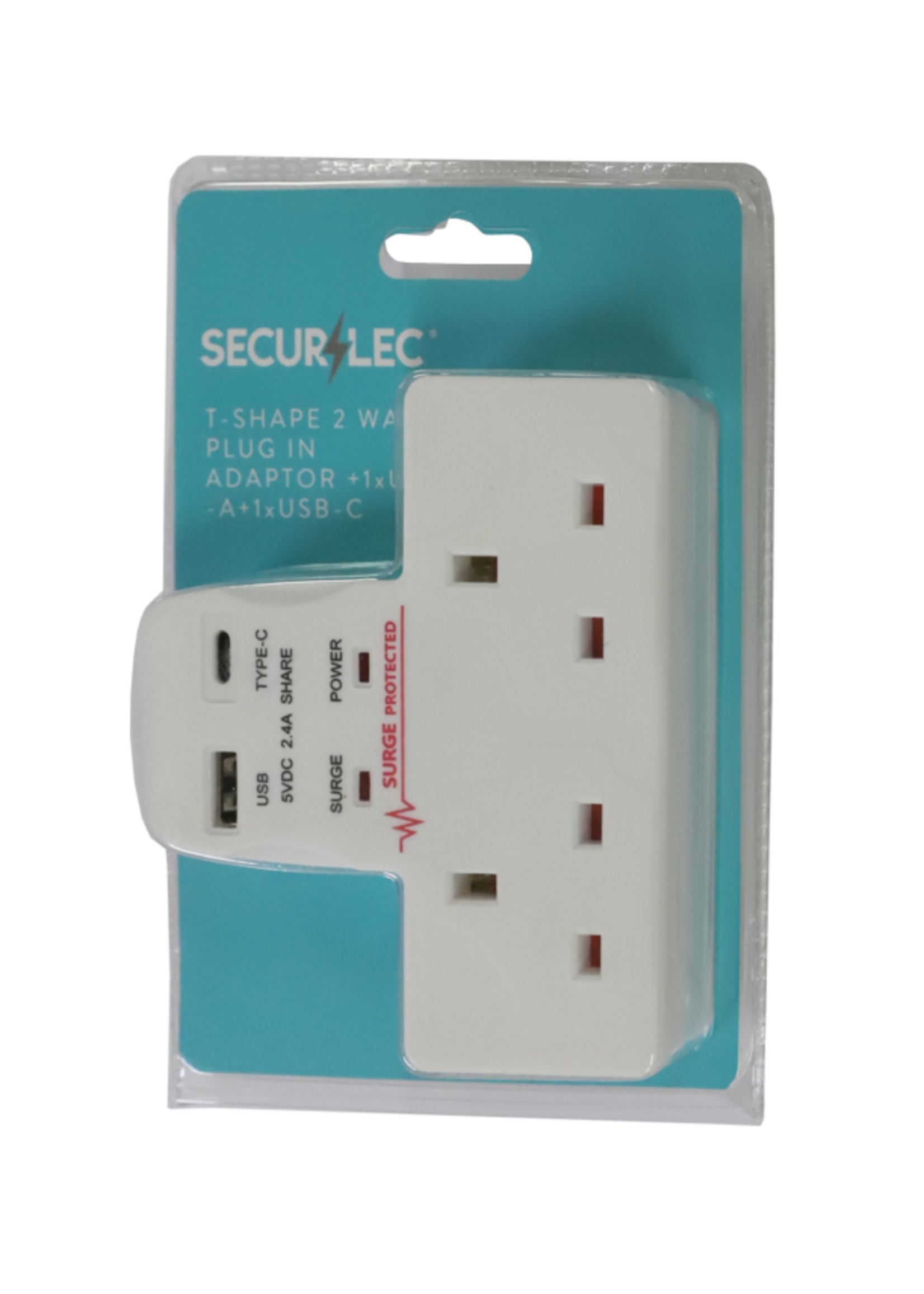 Securlec Securlec T-Shape 2 Way Adaptor With 2 USBs