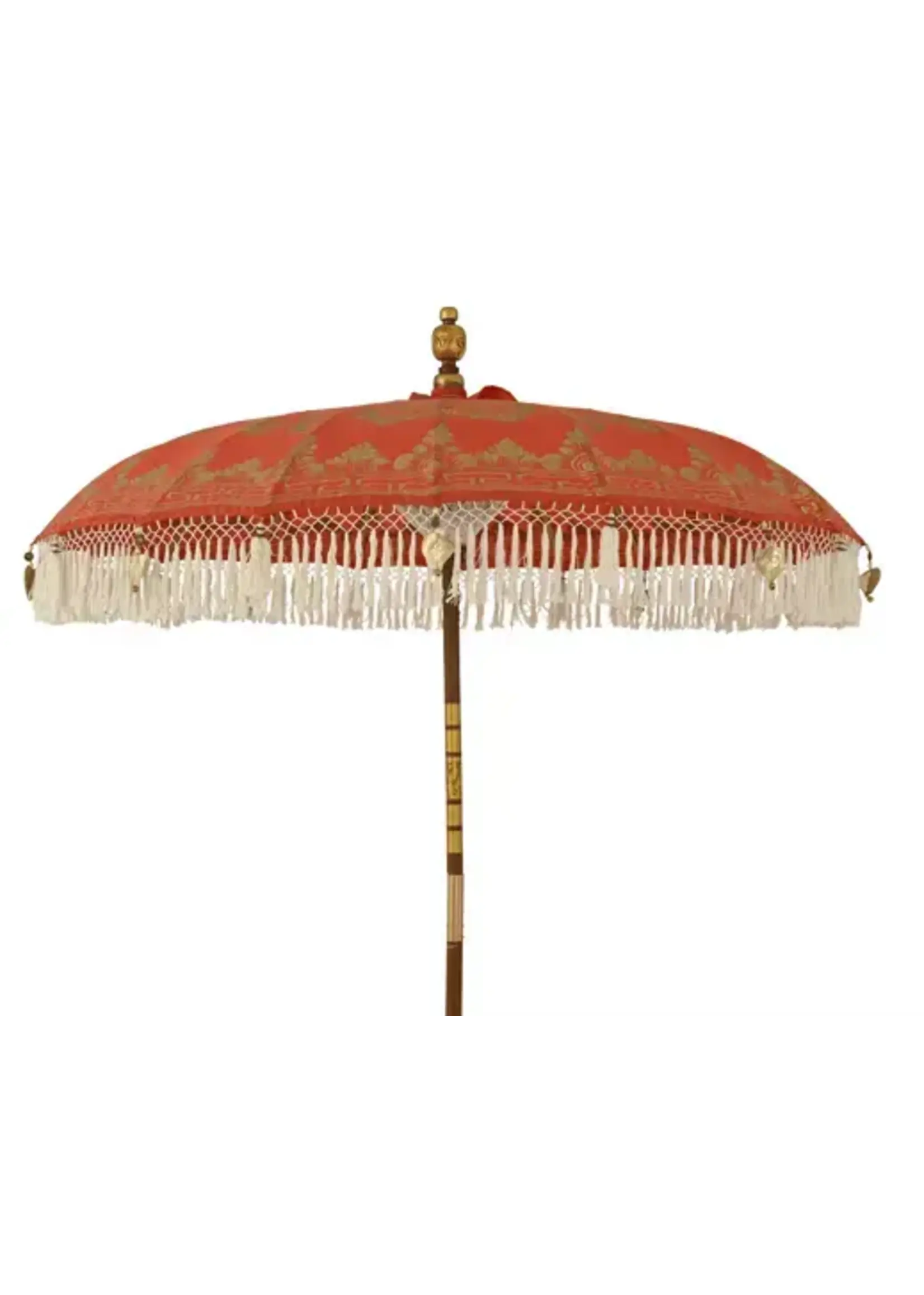 Decoris Orange Oriental Bali Bamboo Parasol Umbrella With Tassels 200x260cm