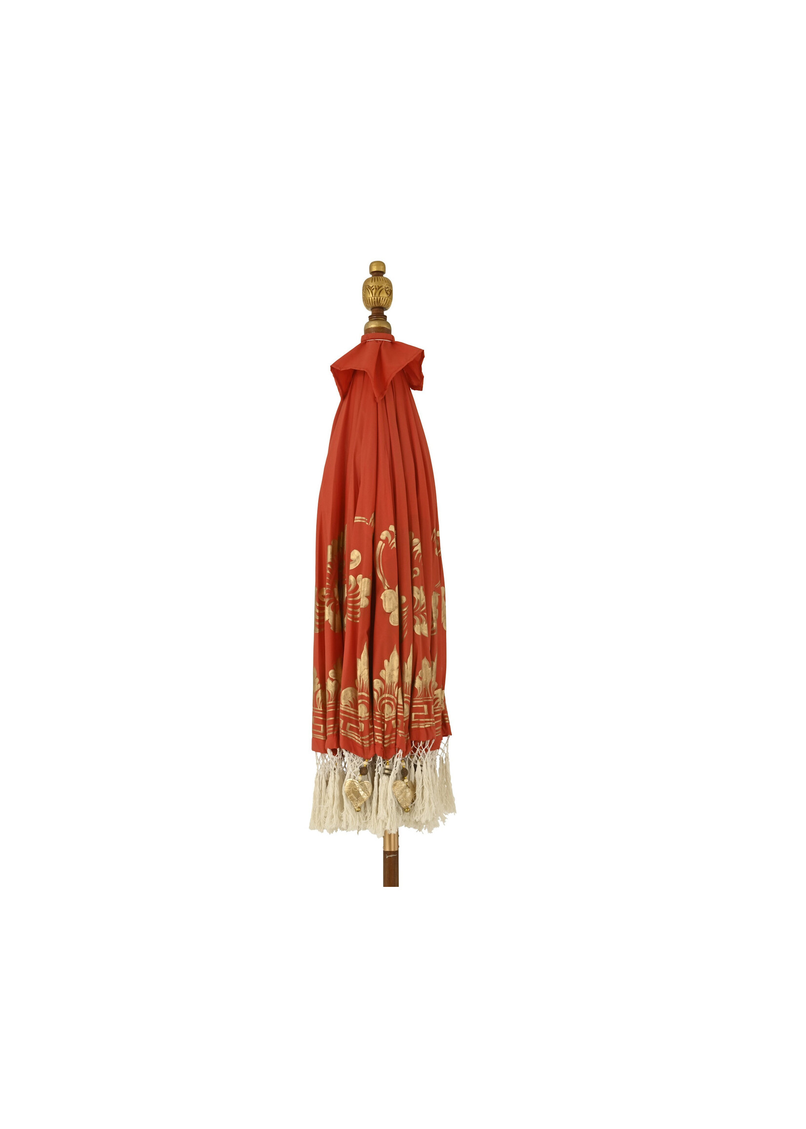 Decoris Orange Oriental Bali Bamboo Parasol Umbrella With Tassels 200x260cm