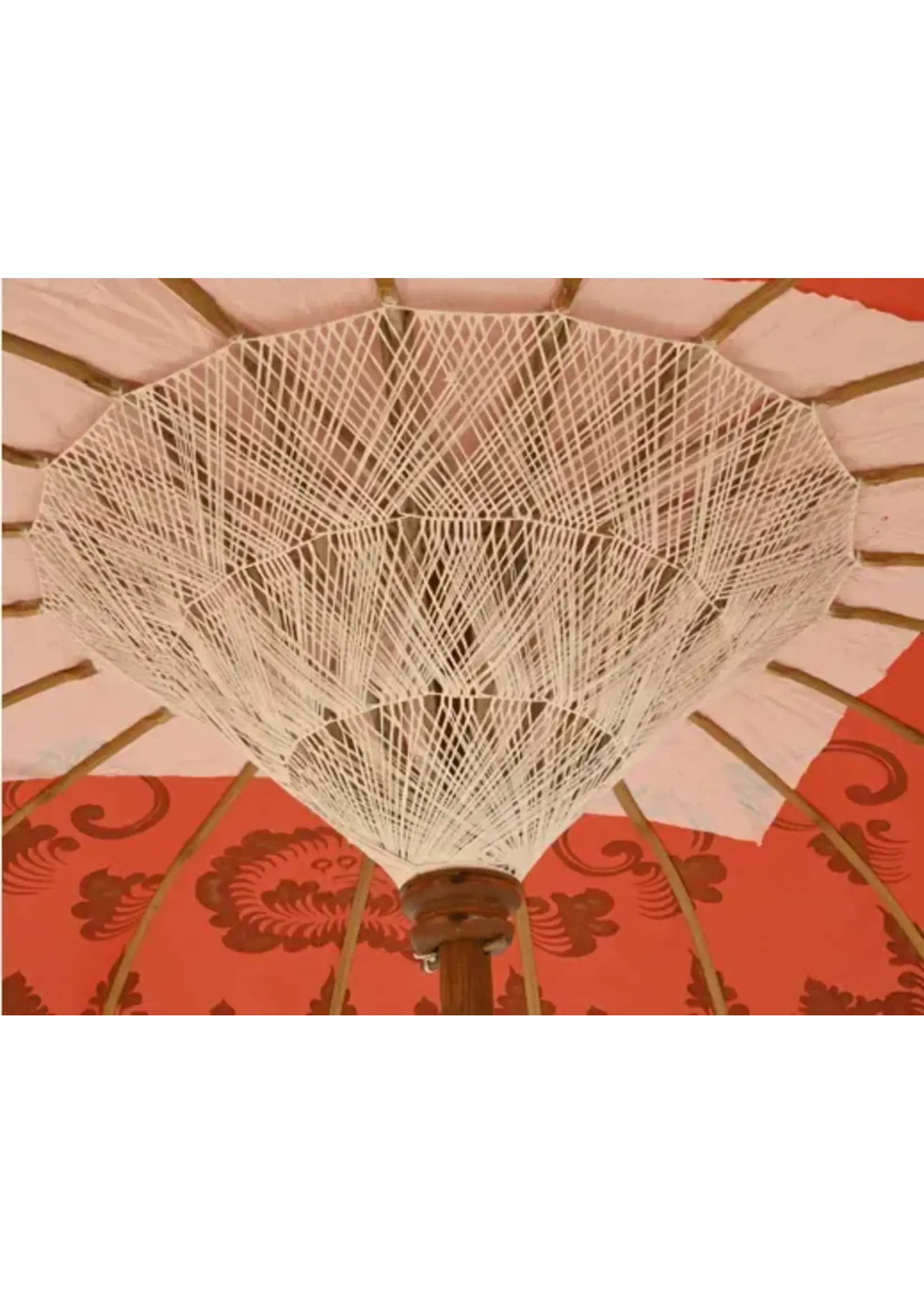 Decoris Orange Oriental Bali Bamboo Parasol Umbrella With Tassels 200x260cm