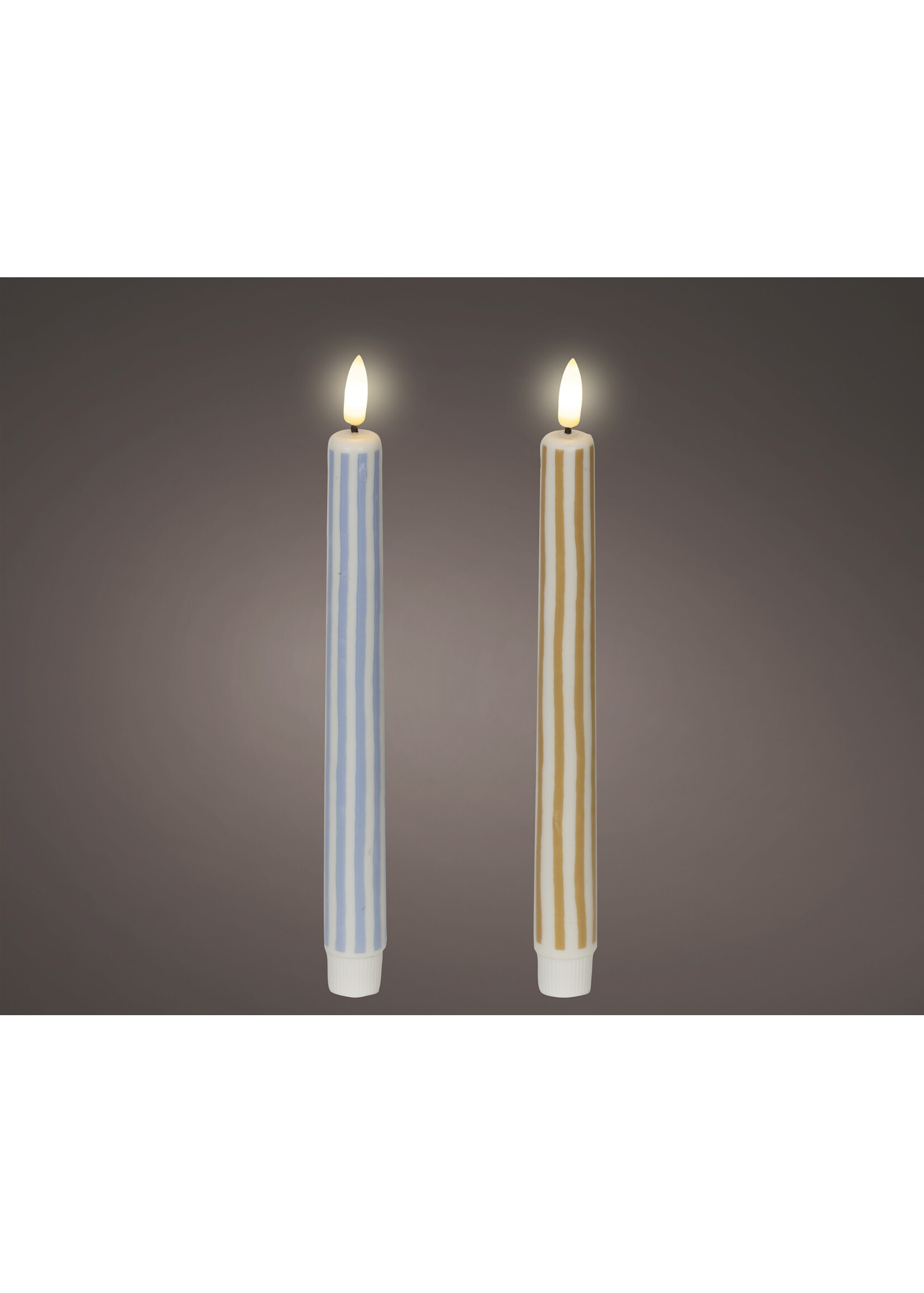 Decoris Stripe Dinner Candle Led Flame