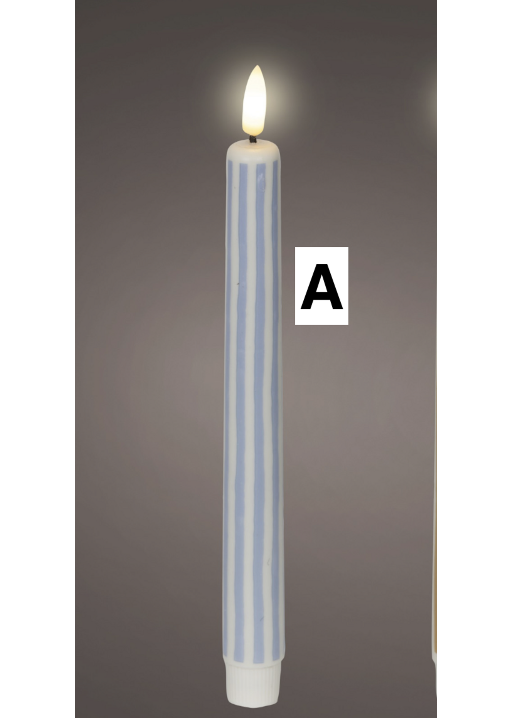 Decoris Stripe Dinner Candle Led Flame