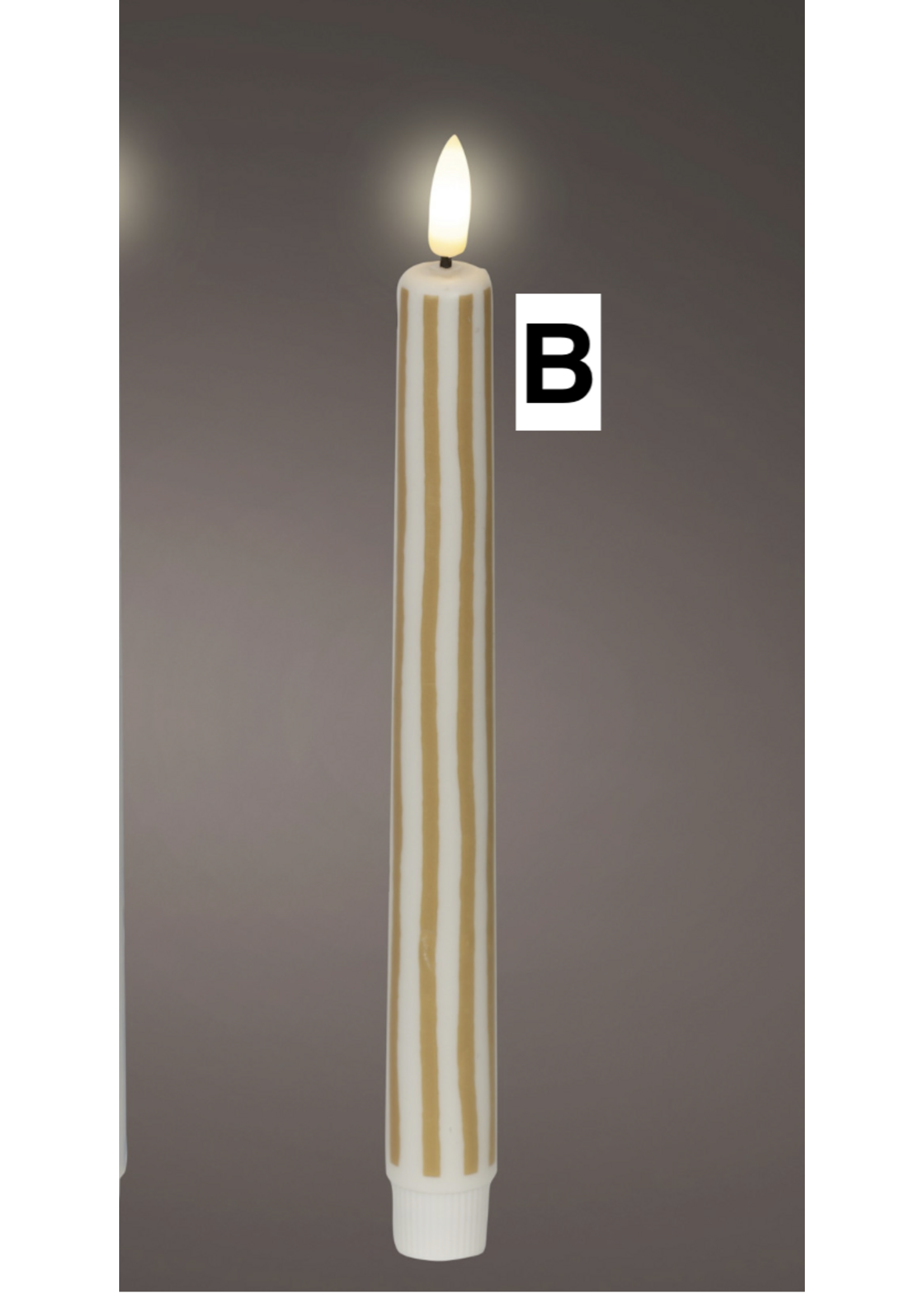 Decoris Stripe Dinner Candle Led Flame