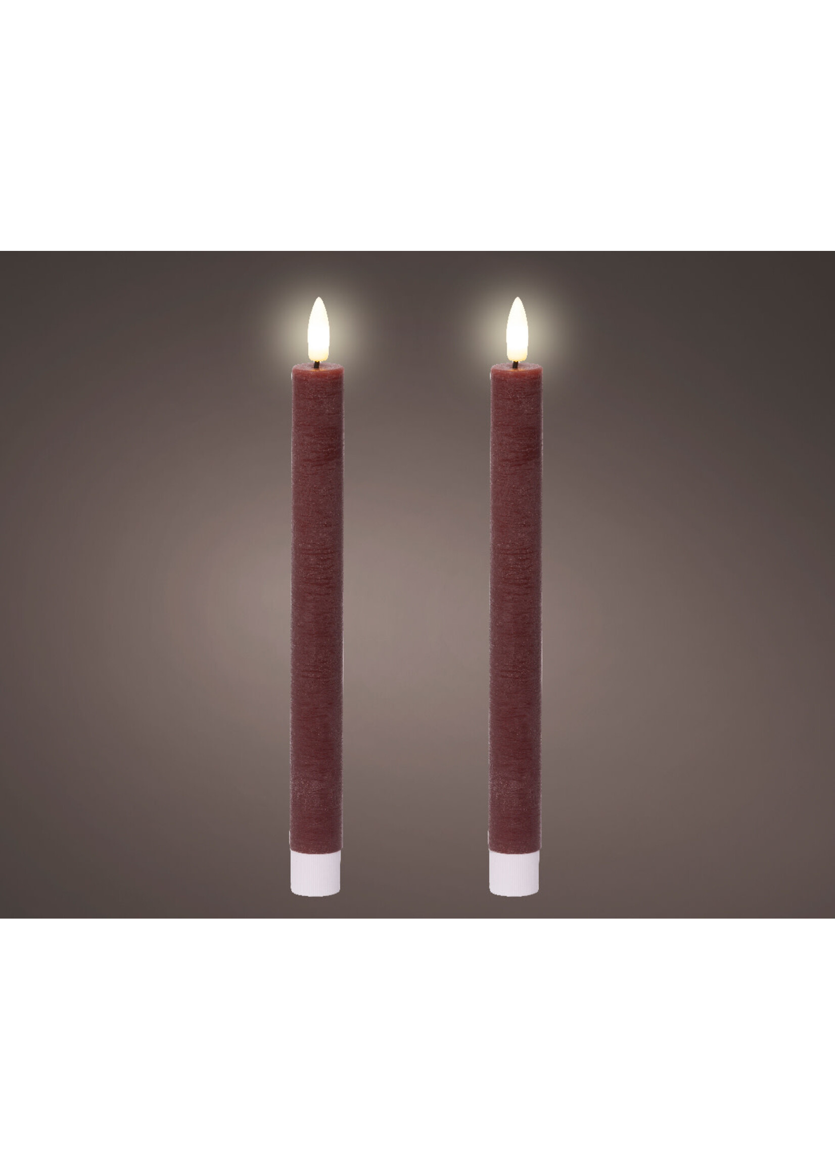 Lumineo Maroon Dinner Candle Battery 2 Pack- 24.5cm