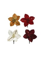 Decoris Poinsettia Clip on, Red, Cream, Gold, Maroon - Price is for one